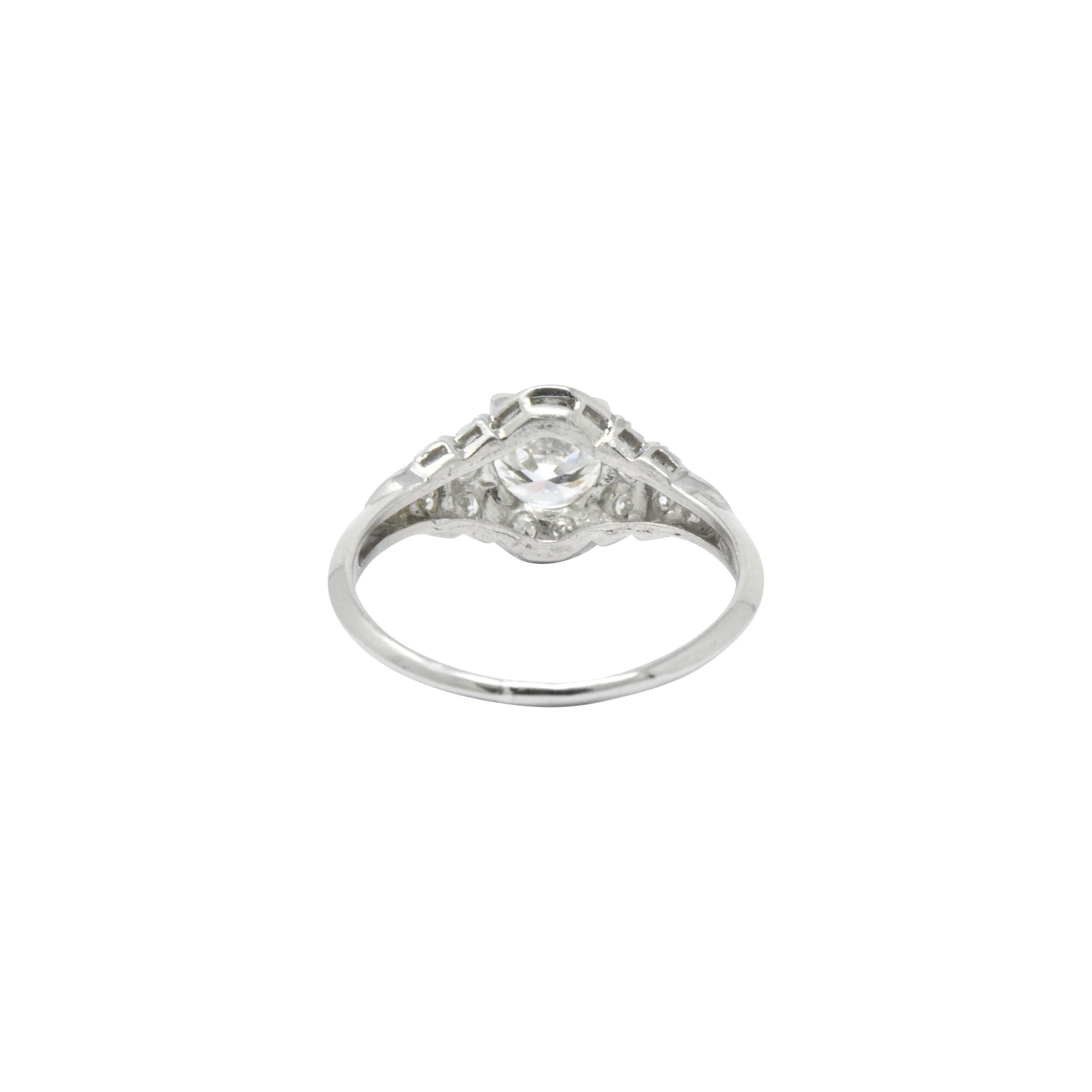 Retro 1.10 CTW Diamond Platinum Engagement Ring Circa 1940's - Image 5