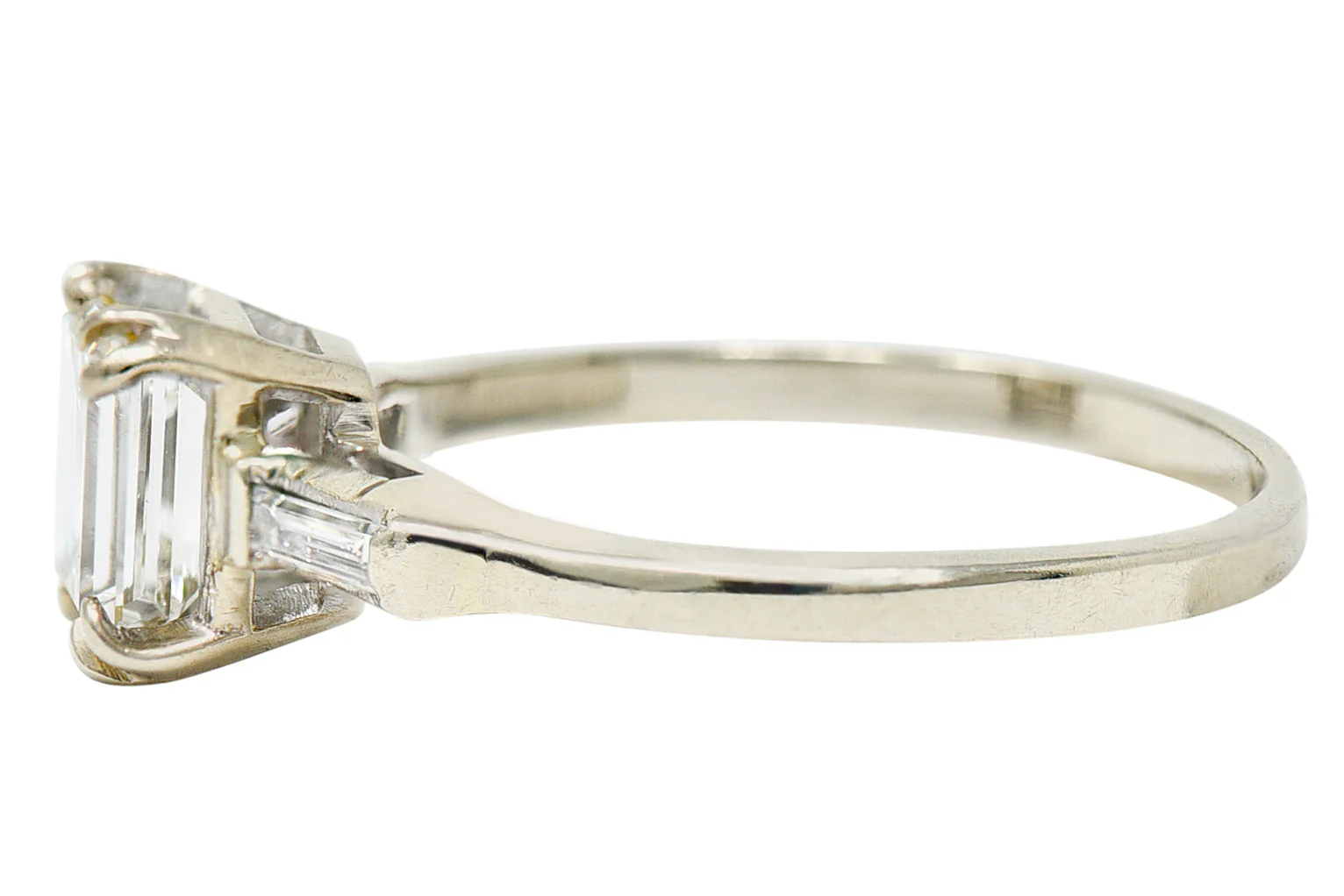 Retro 1.14 CTW Emerald Cut Diamond 14 Karat White Gold Engagement Ring - Image 5