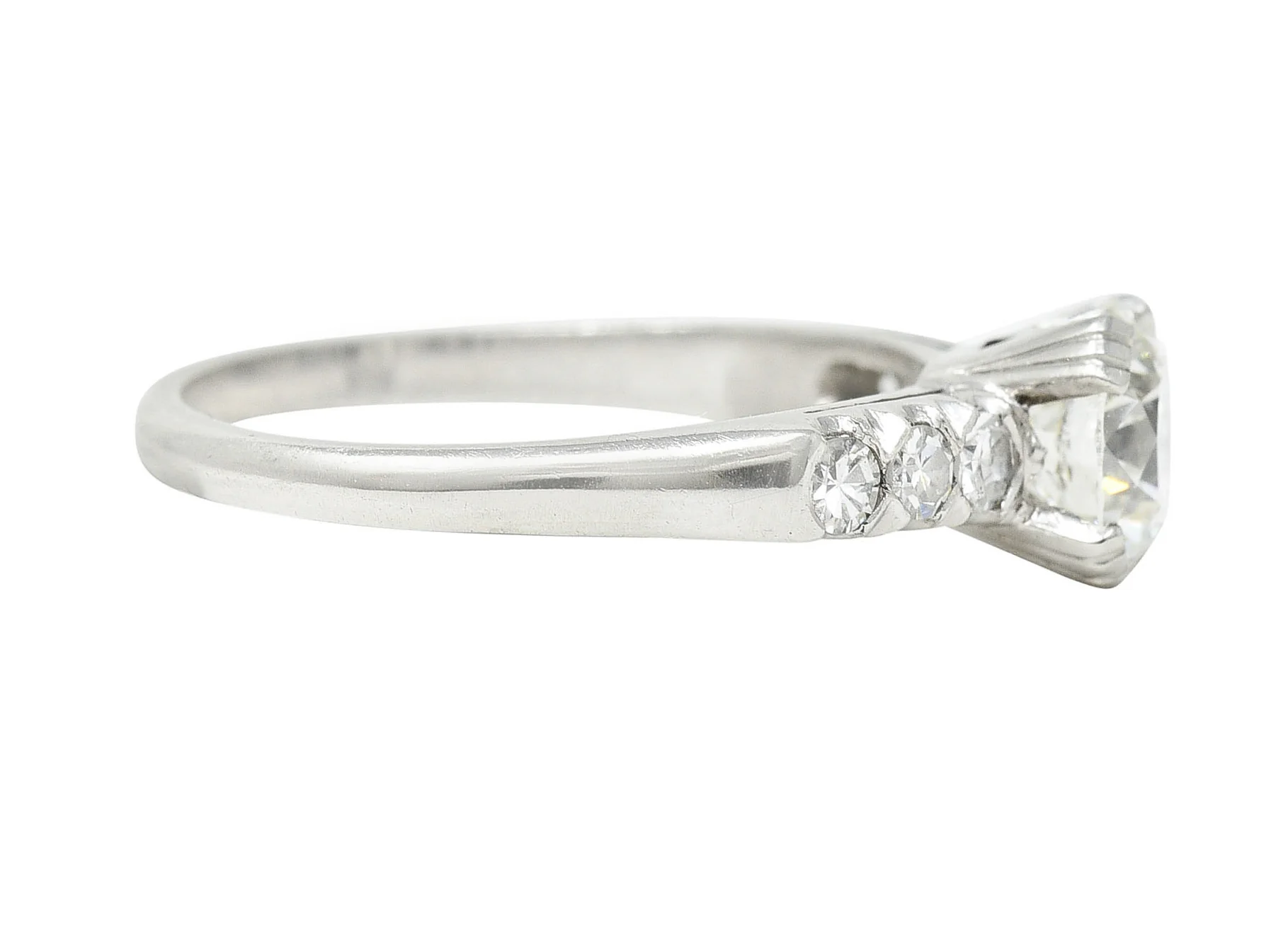 Retro 1.18 CTW Diamond Platinum Fishtail Engagement Ring GIA - Image 3