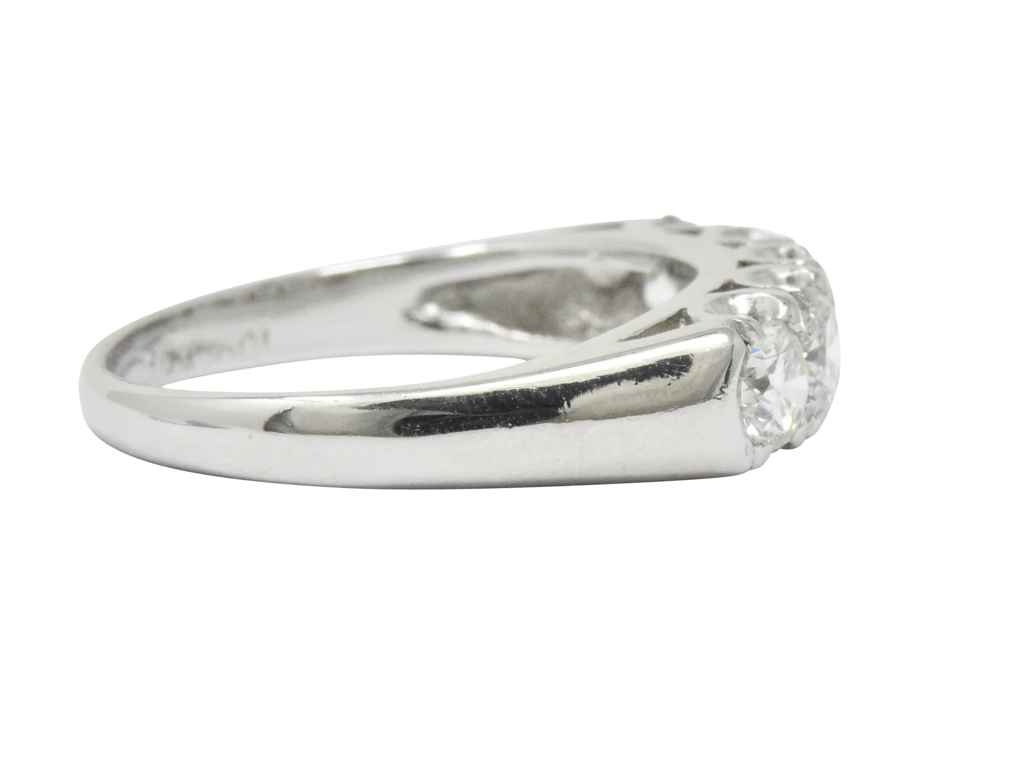 Retro 1.25 CTW Diamond Platinum 5 Stone Anniversary Band Stackable Ring - Image 5