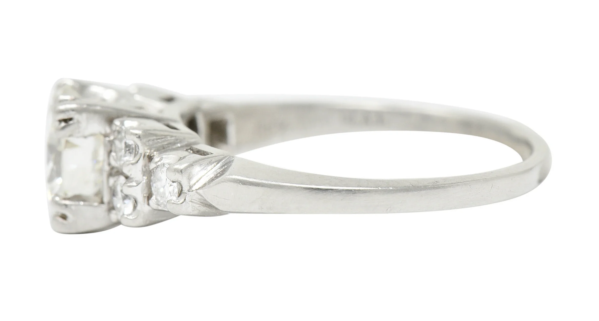 Retro 1.27 CTW Diamond Platinum Stepped Fishtail Engagement Ring GIA - Image 5
