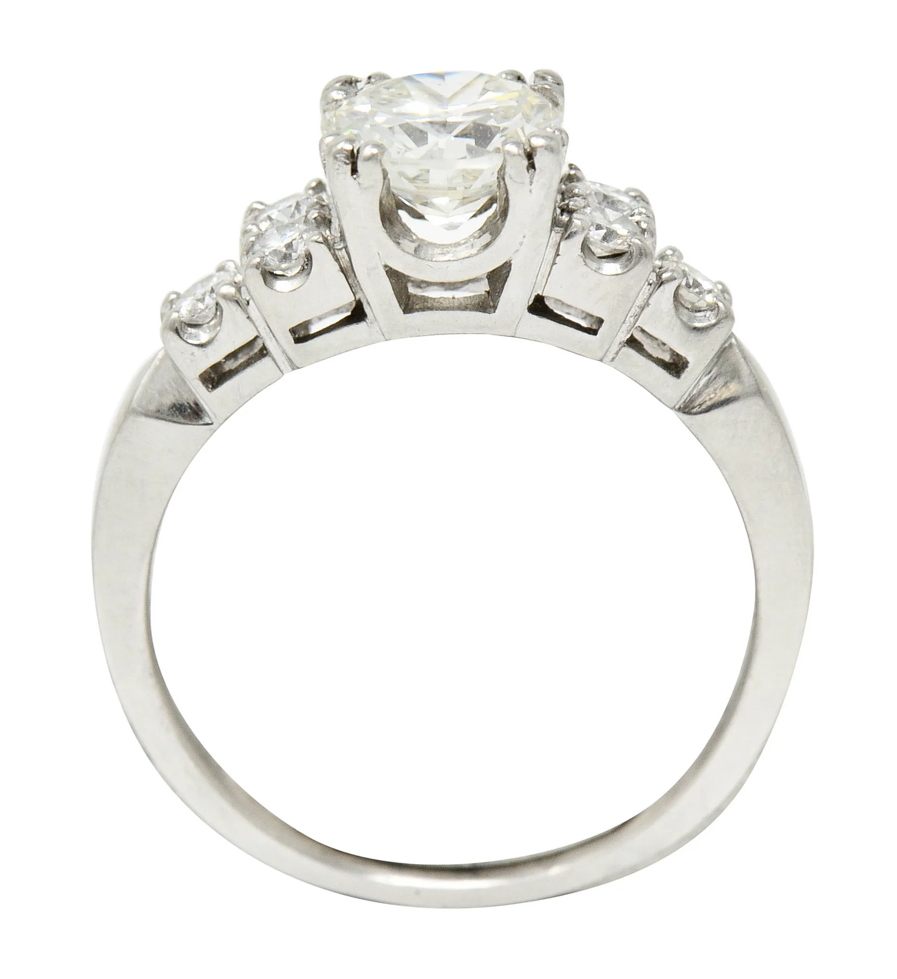 Retro 1.27 CTW Diamond Platinum Stepped Fishtail Engagement Ring GIA - Image 8