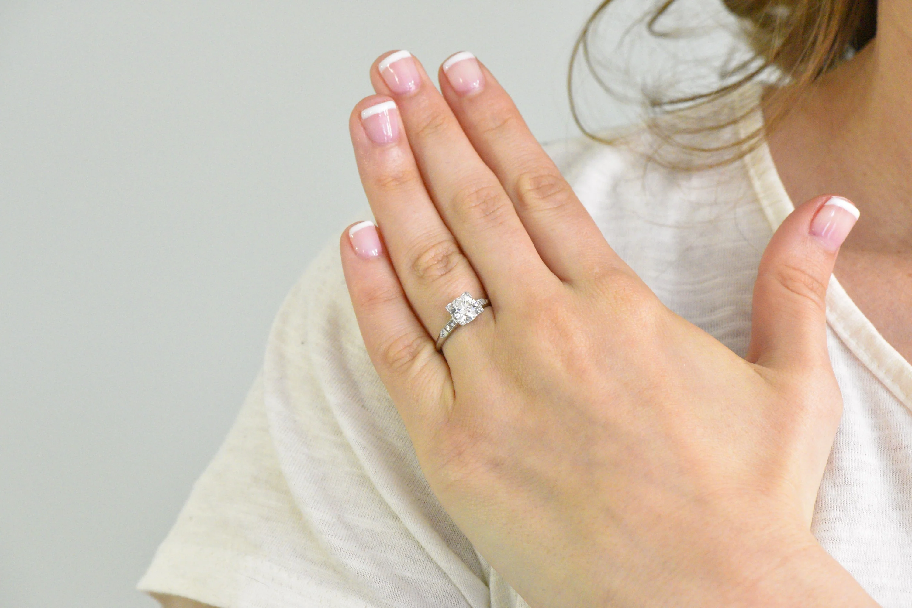 Retro 1.54 CTW Diamond Platinum Engagement Ring GIA Circa 1940 - Image 11