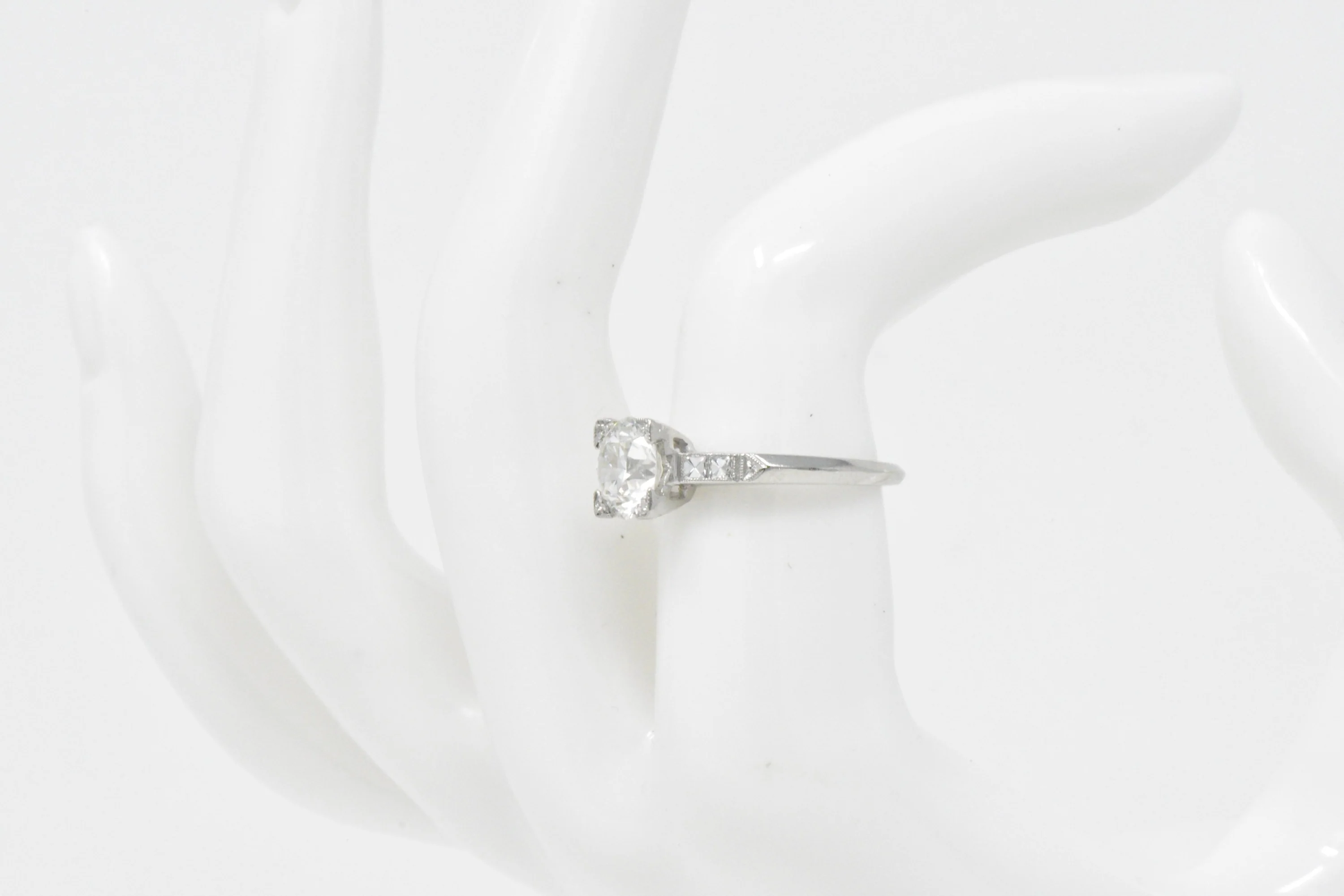 Retro 1.54 CTW Diamond Platinum Engagement Ring GIA Circa 1940 - Image 13