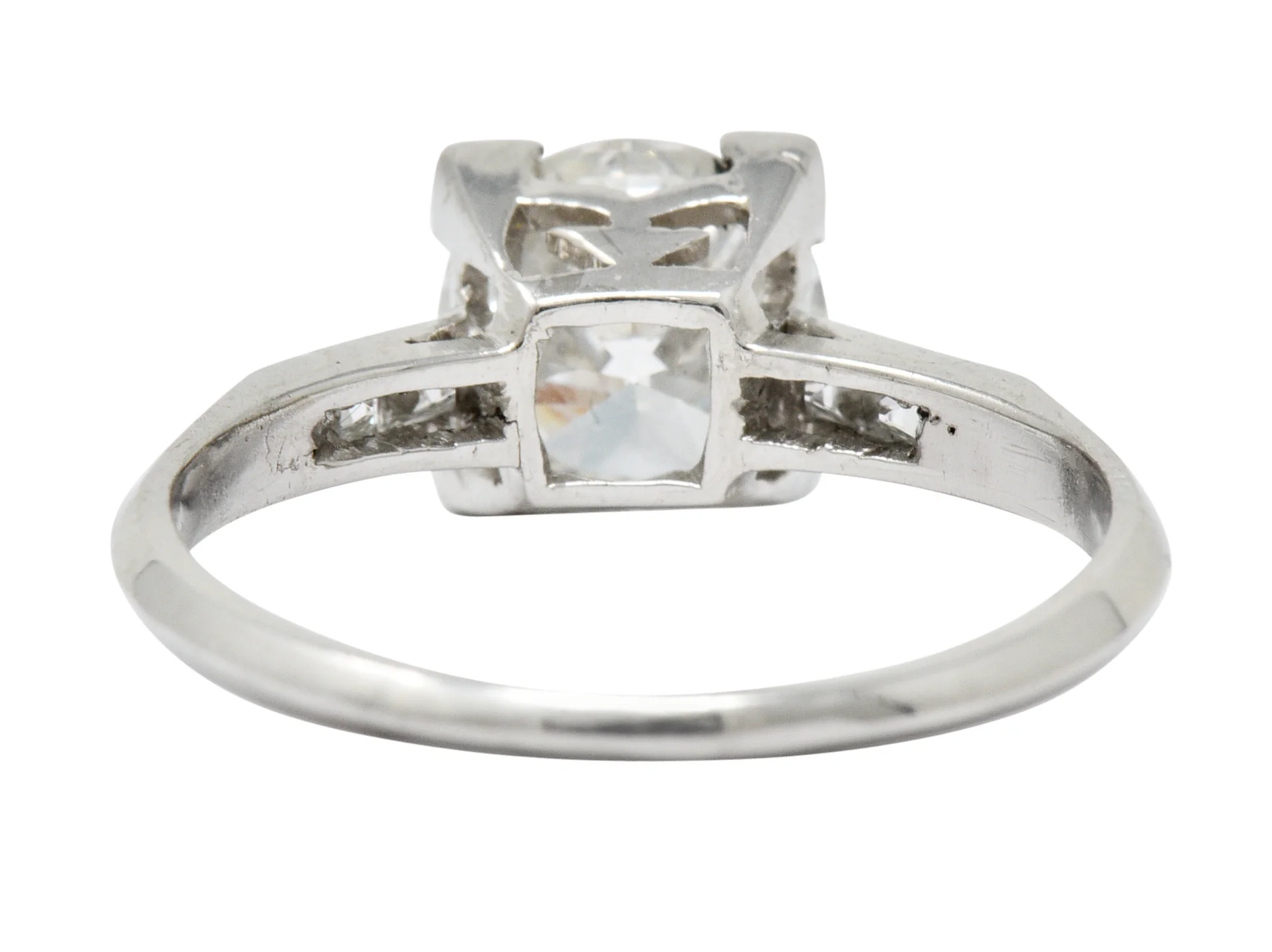 Retro 1.54 CTW Diamond Platinum Engagement Ring GIA Circa 1940 - Image 4