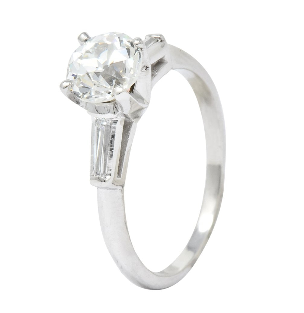 Retro 1.66 CTW Old European Diamond Platinum Engagement Ring GIA - Image 8