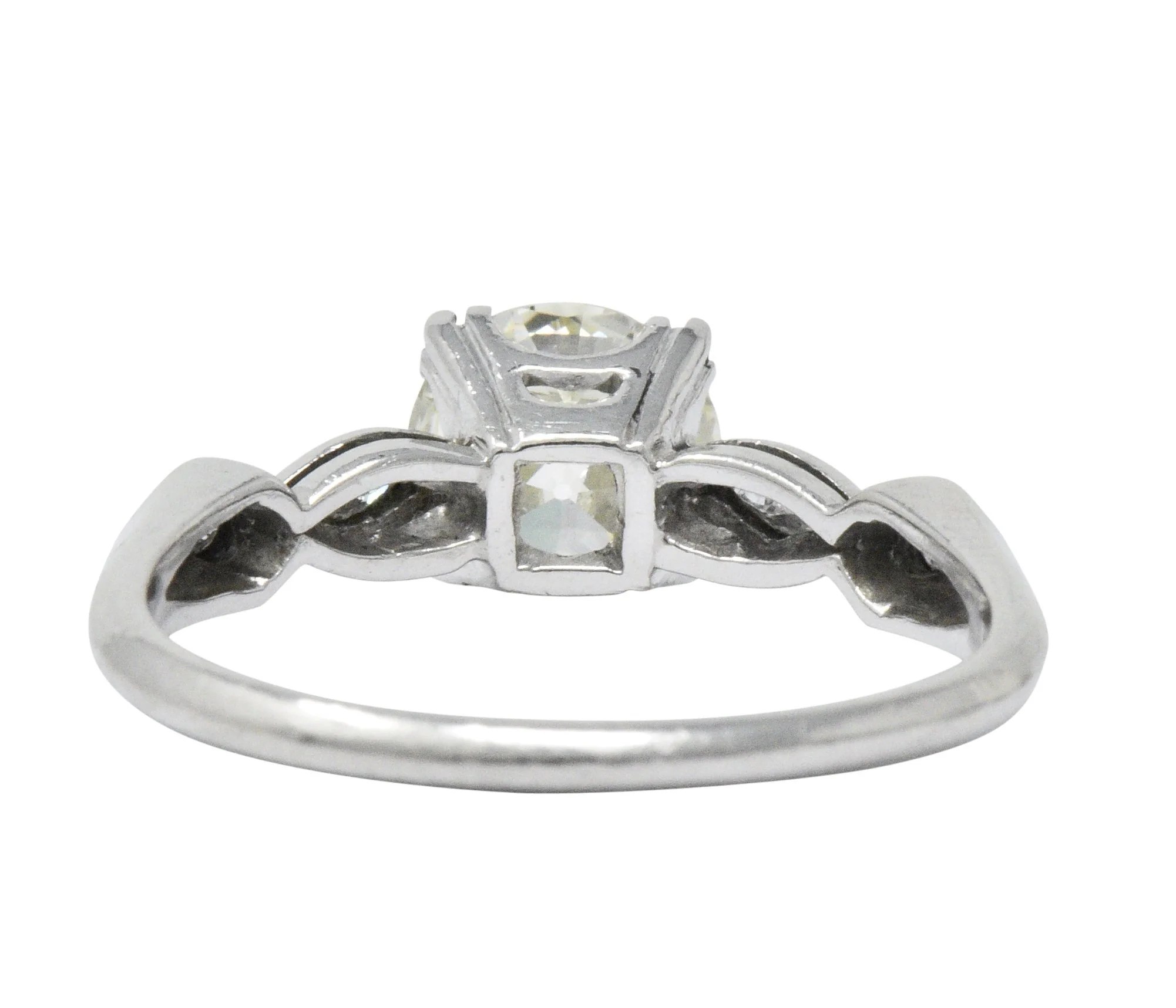 Retro 1.69 CTW Diamond Platinum Geometric Engagement Ring GIA - Image 5