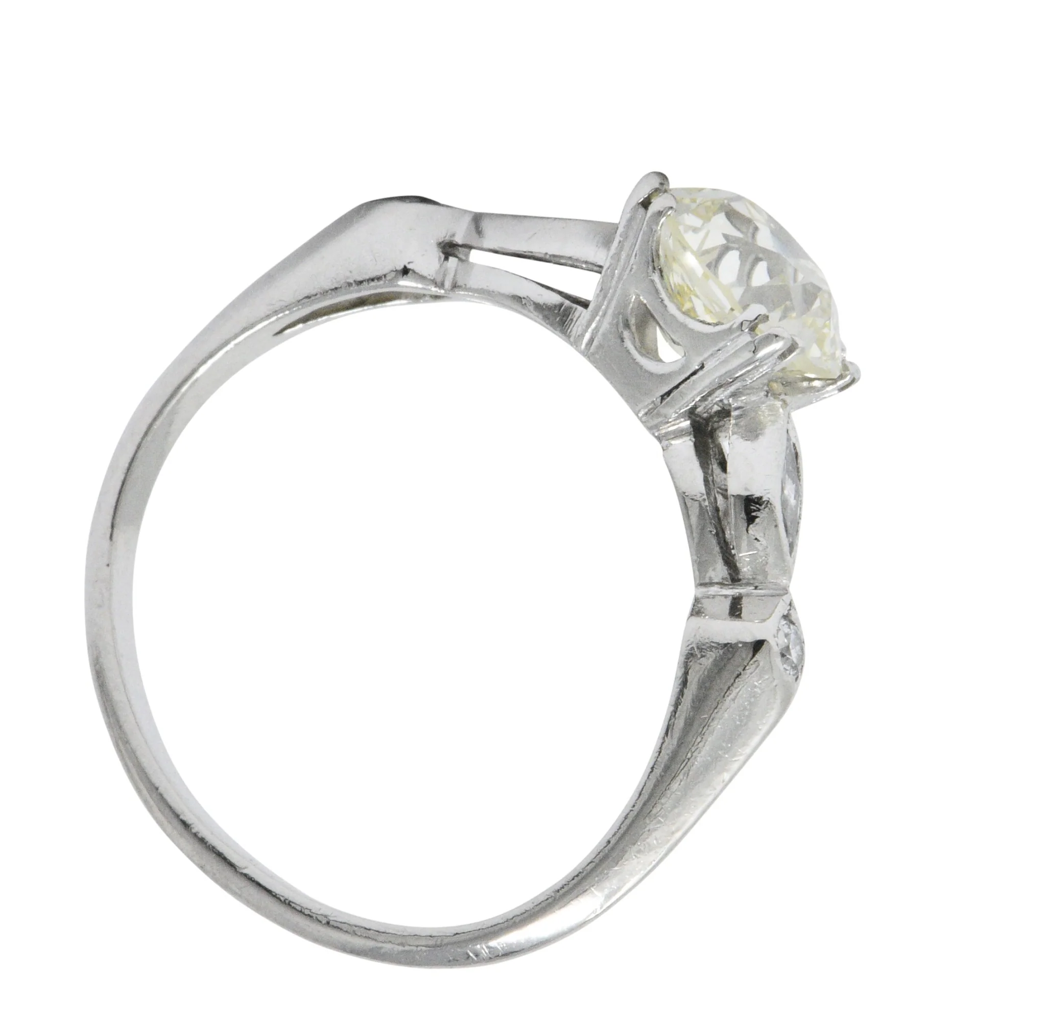 Retro 1.69 CTW Diamond Platinum Geometric Engagement Ring GIA - Image 6