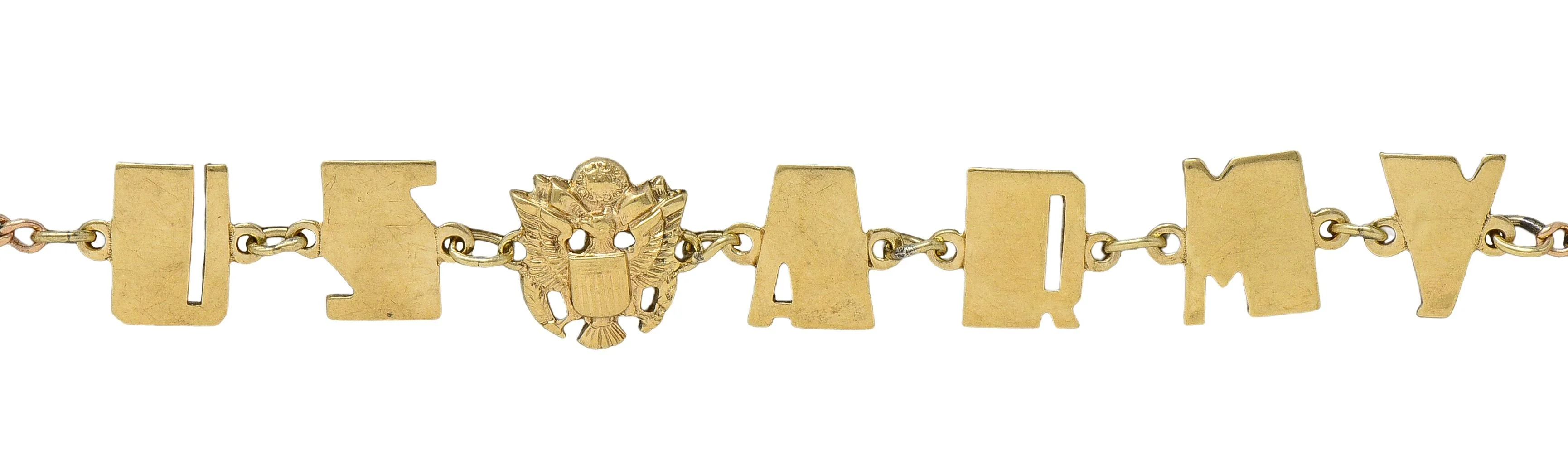 Retro 10 Karat Yellow Gold Vintage U.S. Army Link Bracelet - Image 3