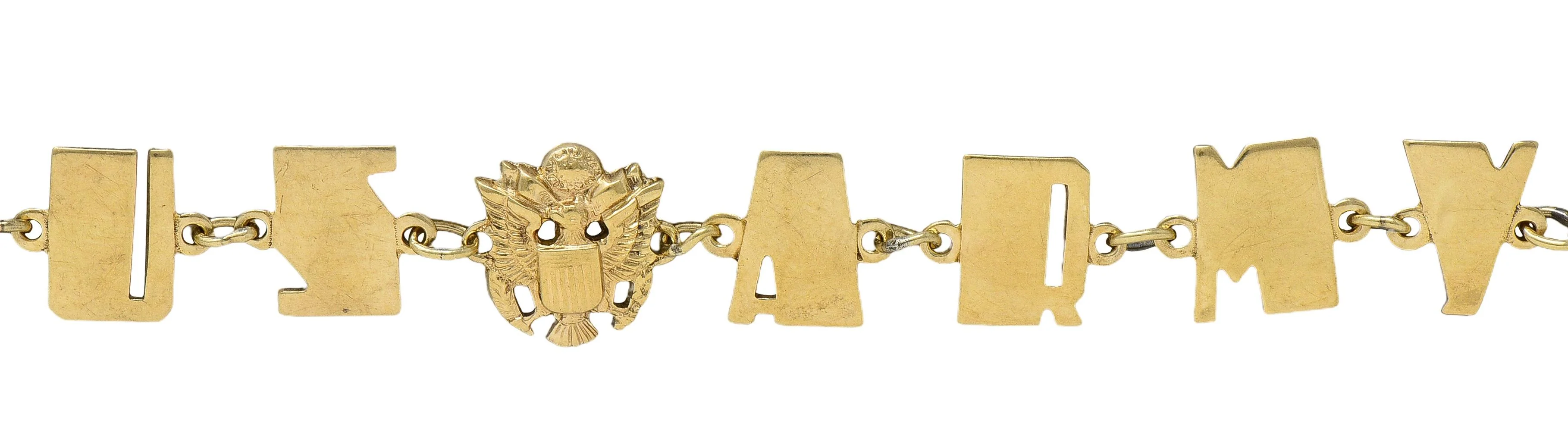 Retro 10 Karat Yellow Gold Vintage U.S. Army Link Bracelet - Image 8