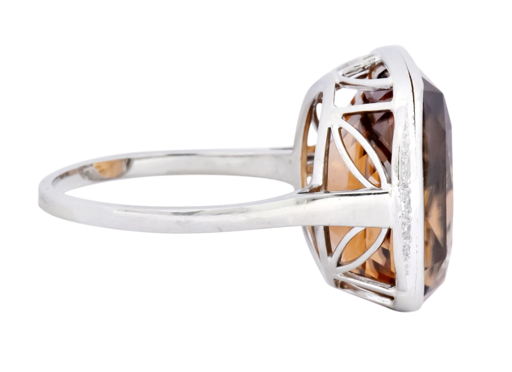 Retro 12.08 CTW Zircon Diamond Platinum-Topped 14 Karat White Gold Ring 1940's - Image 3