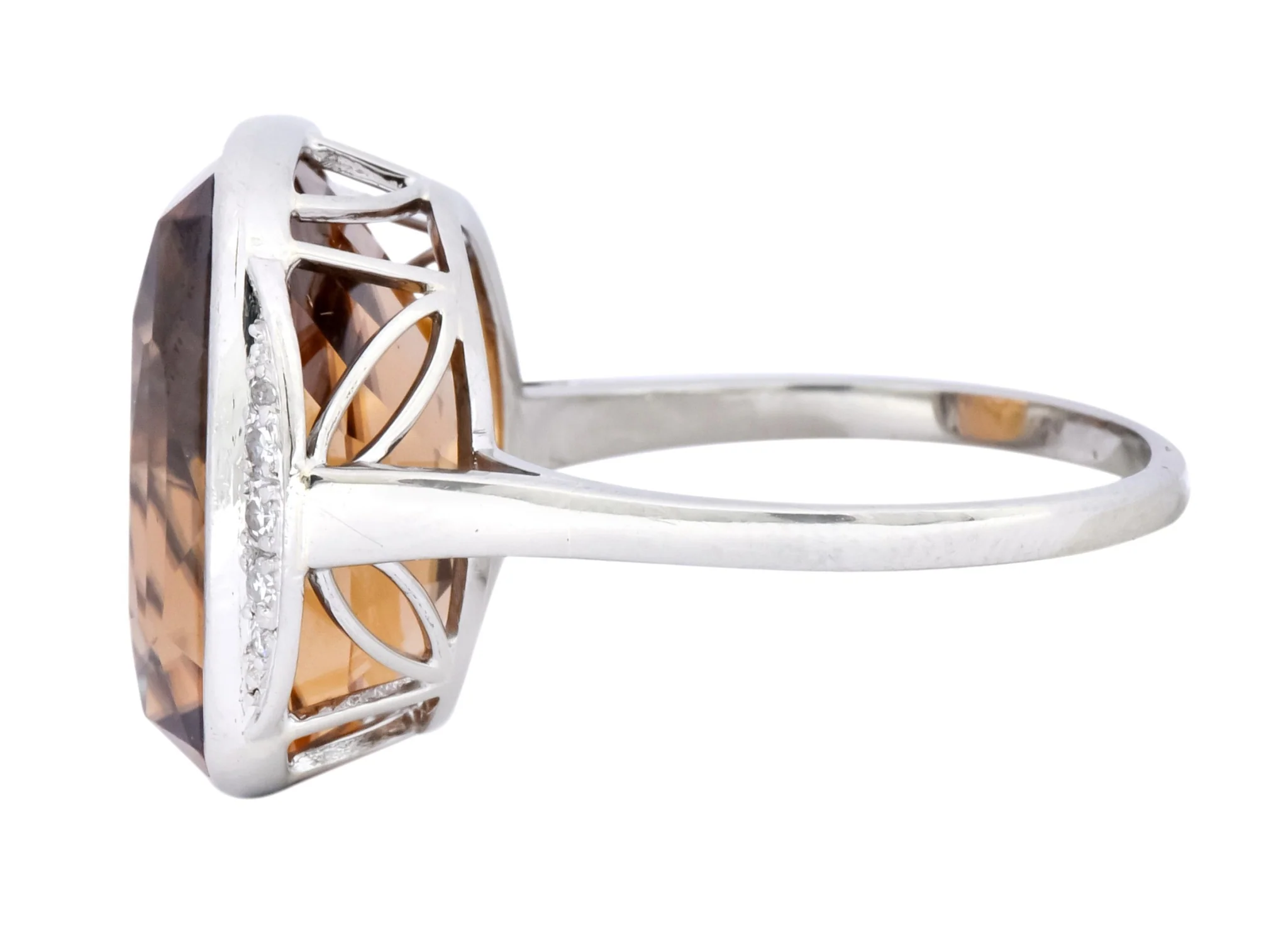 Retro 12.08 CTW Zircon Diamond Platinum-Topped 14 Karat White Gold Ring 1940's - Image 5