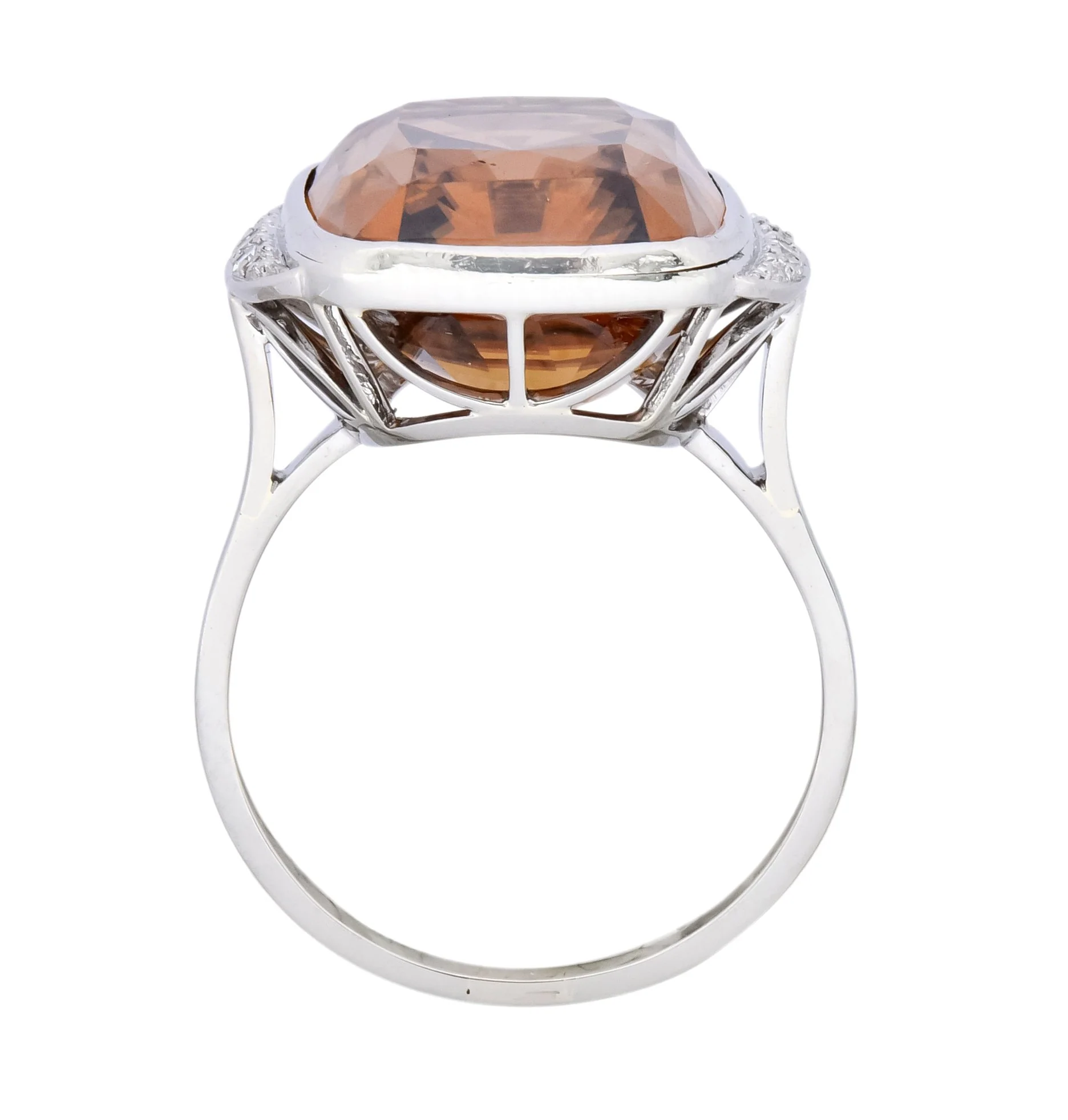 Retro 12.08 CTW Zircon Diamond Platinum-Topped 14 Karat White Gold Ring 1940's - Image 7