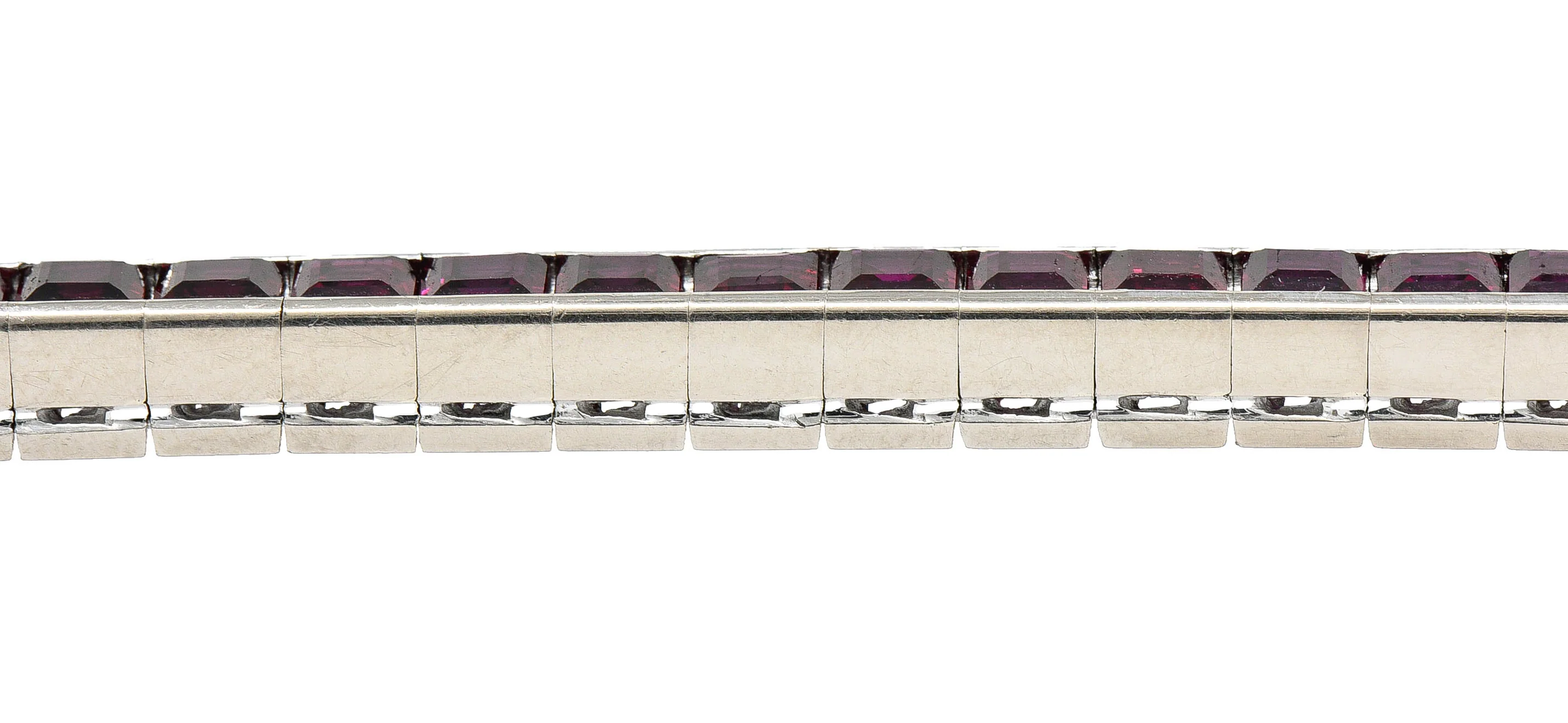 Retro 13.25 CTW Ruby Platinum Line Bracelet Circa 1940s - Image 10