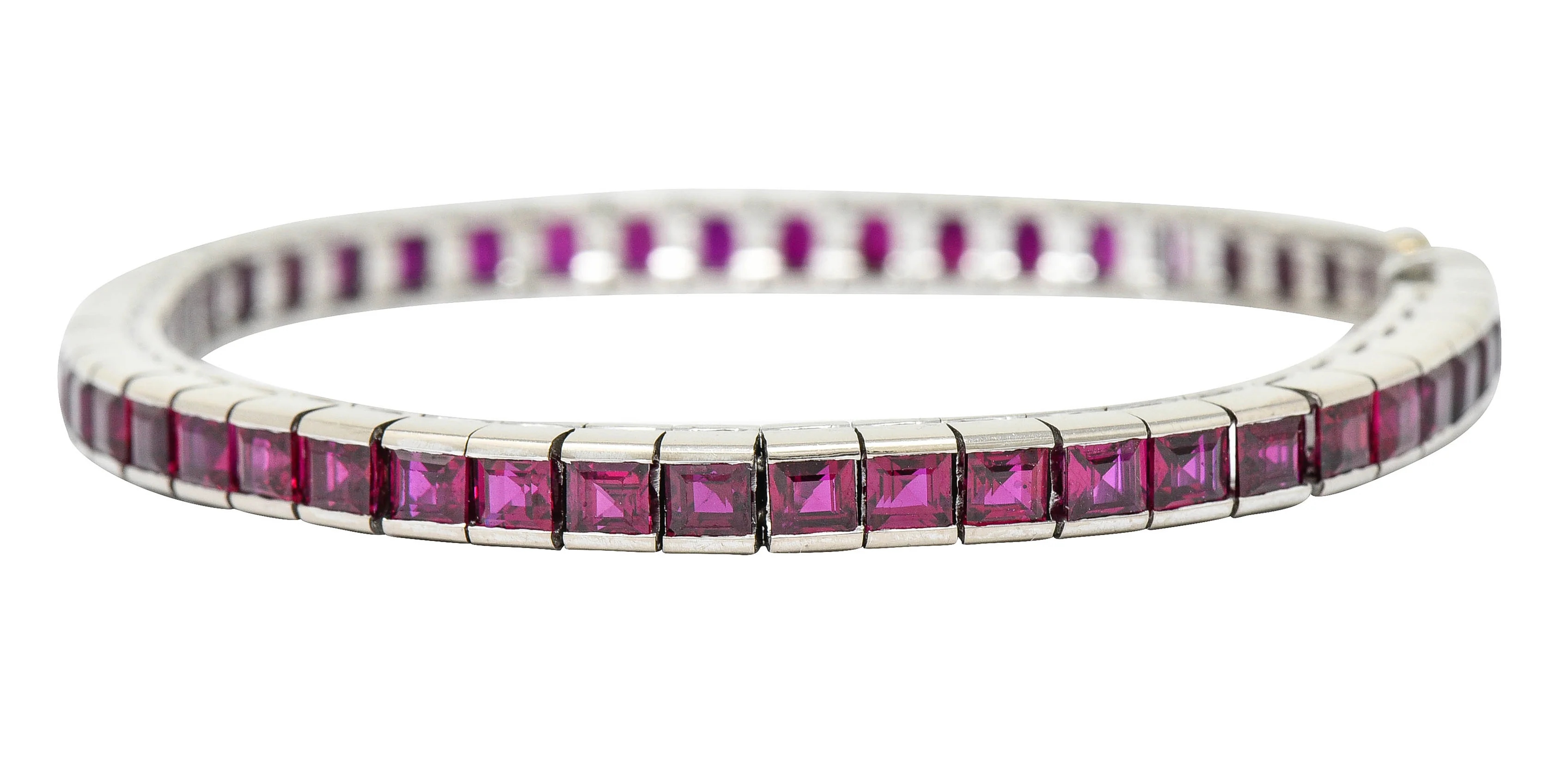 Retro 13.25 CTW Ruby Platinum Line Bracelet Circa 1940s - Image 6