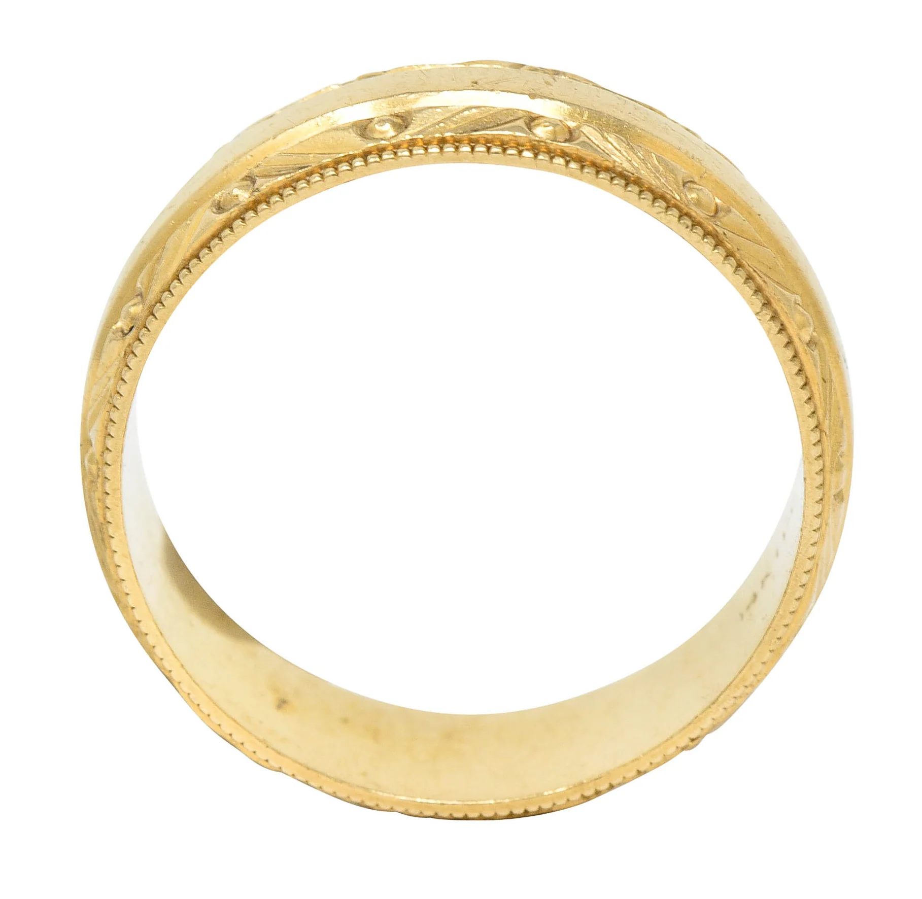 Retro 14 Karat Gold 7.0 MM Faceted Men's Wedding Band Ring - Image 3