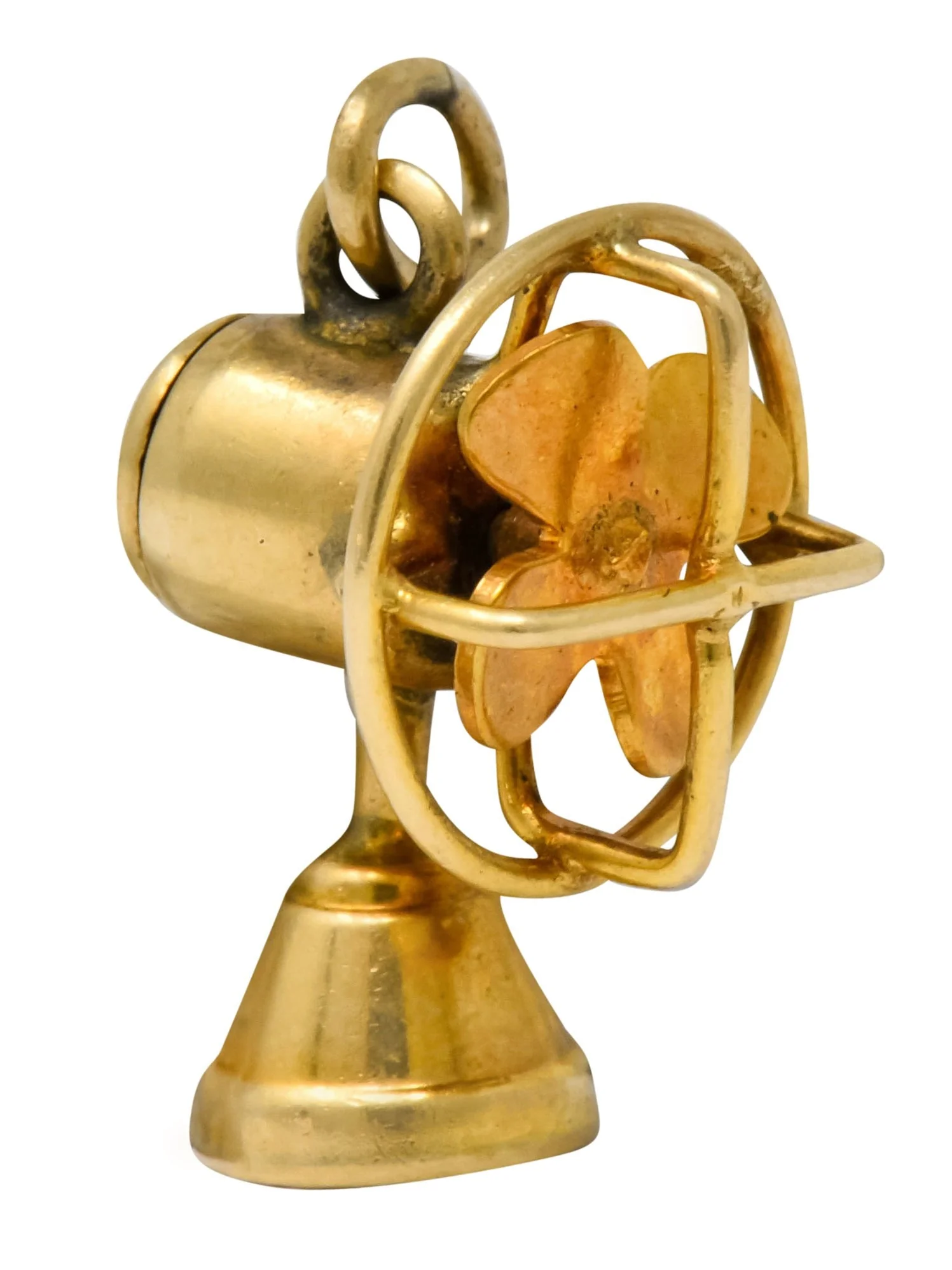Retro 14 Karat Gold Articulated Fan Charm - Image 3