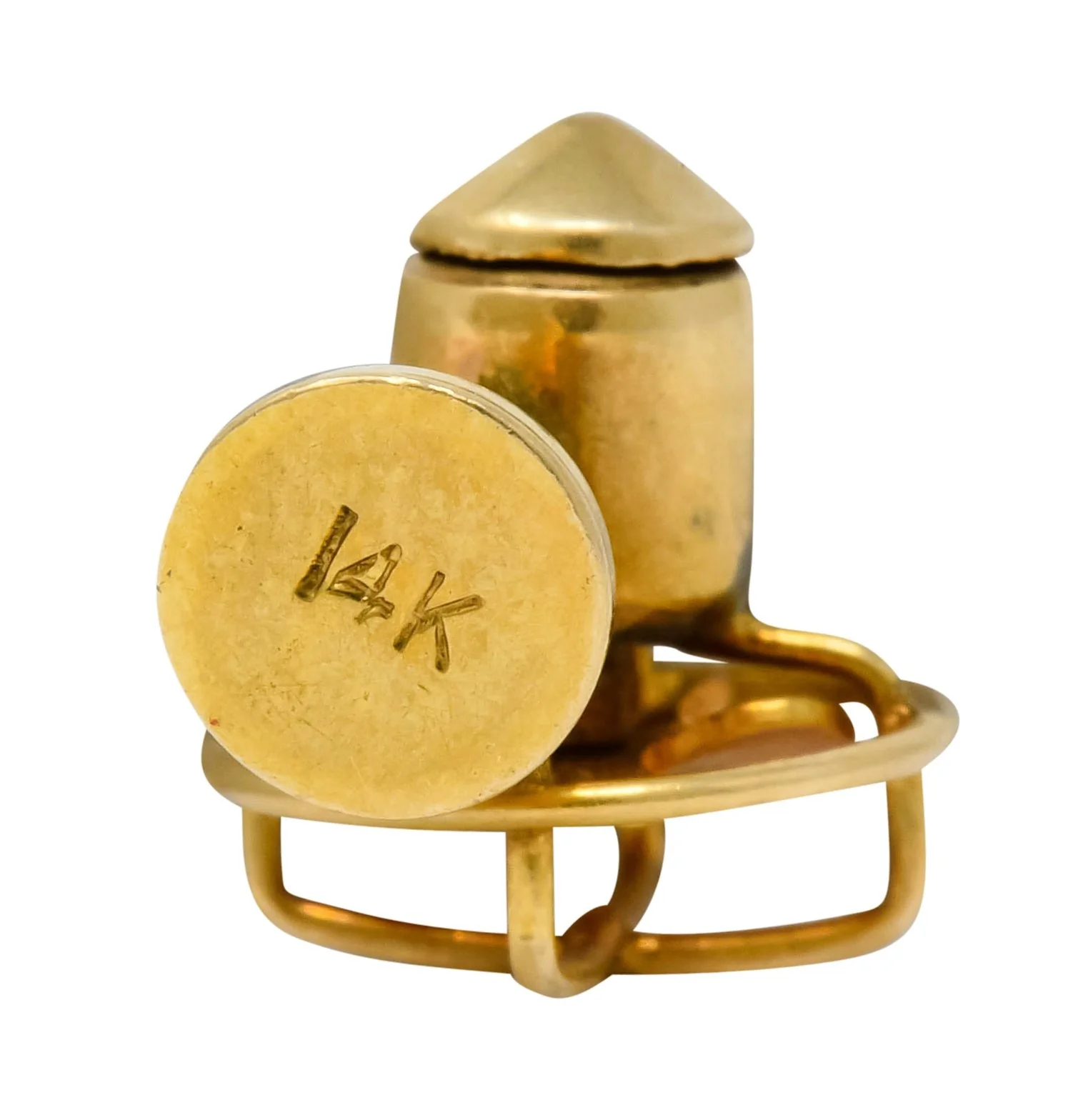 Retro 14 Karat Gold Articulated Fan Charm - Image 7