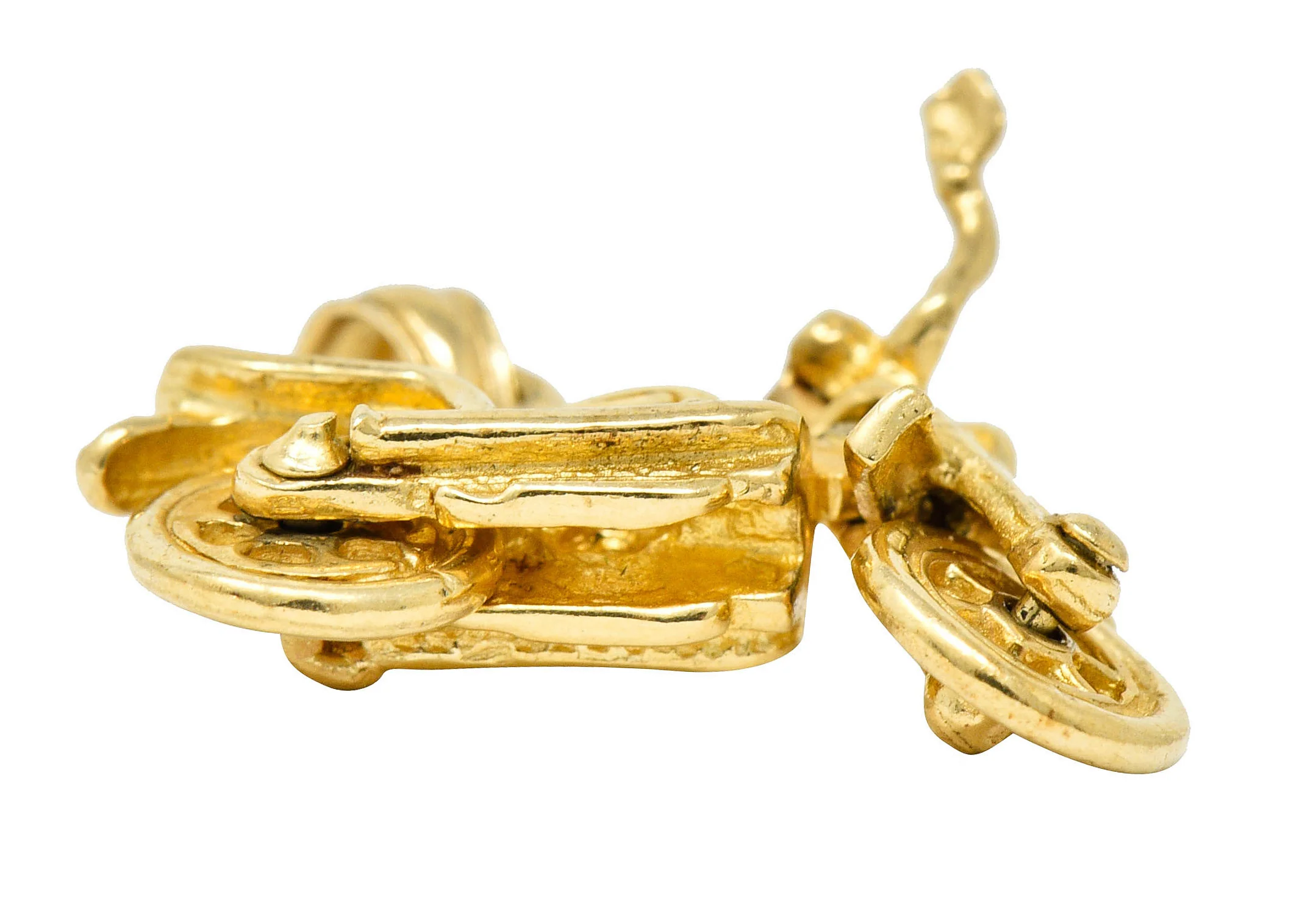 Retro 14 Karat Gold Articulated Motorcycle Charm - Image 10