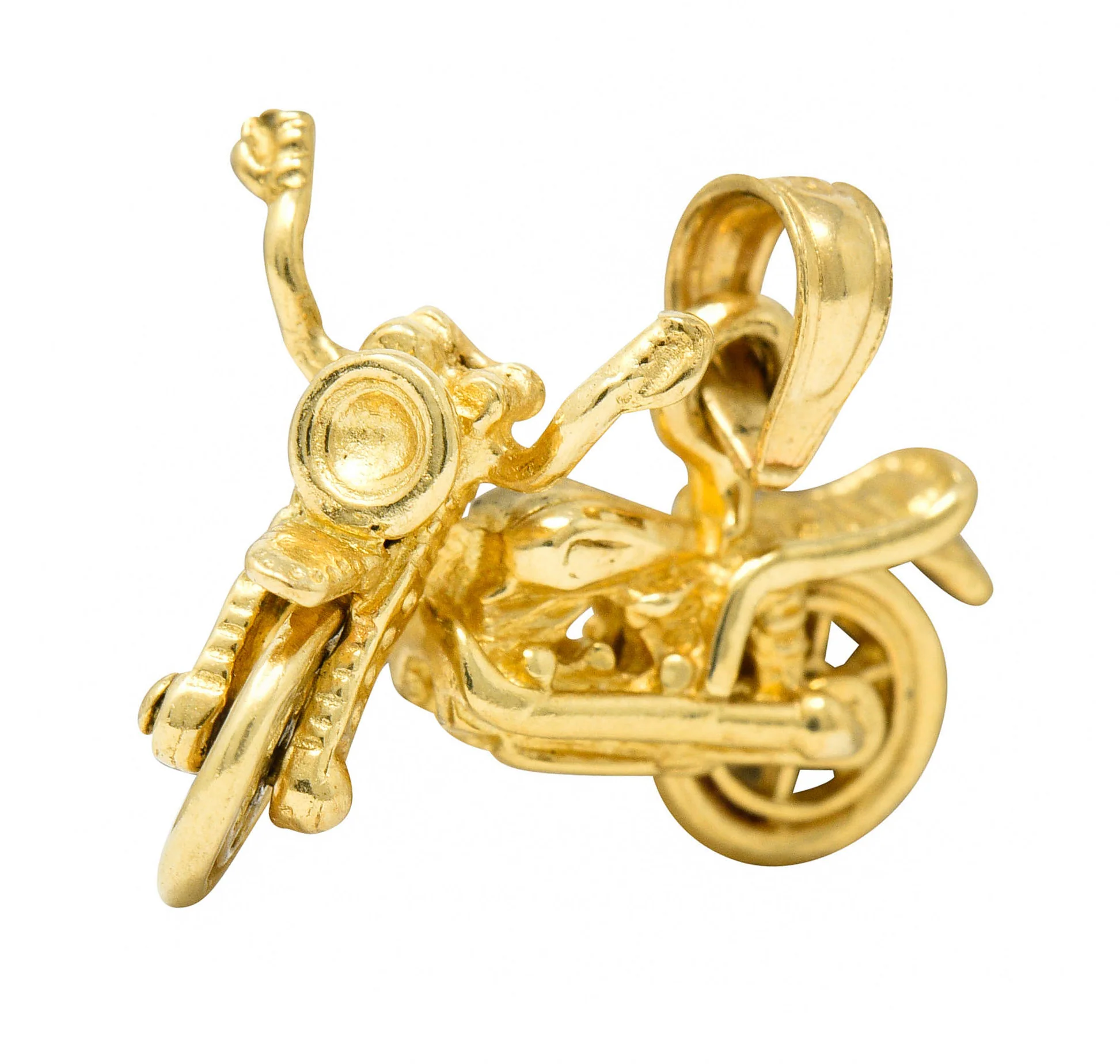 Retro 14 Karat Gold Articulated Motorcycle Charm - Image 2