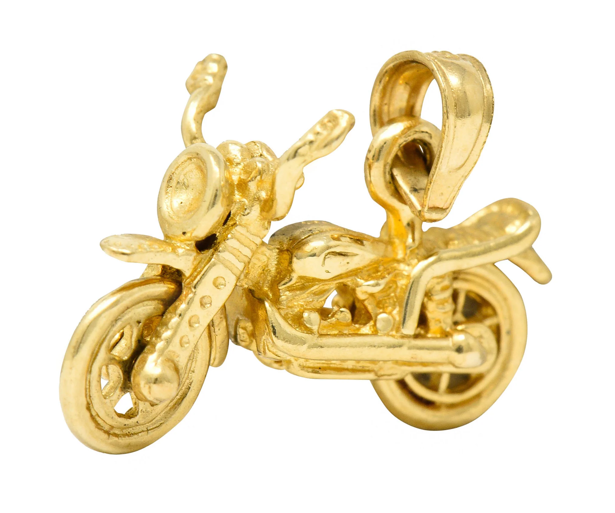 Retro 14 Karat Gold Articulated Motorcycle Charm - Image 3