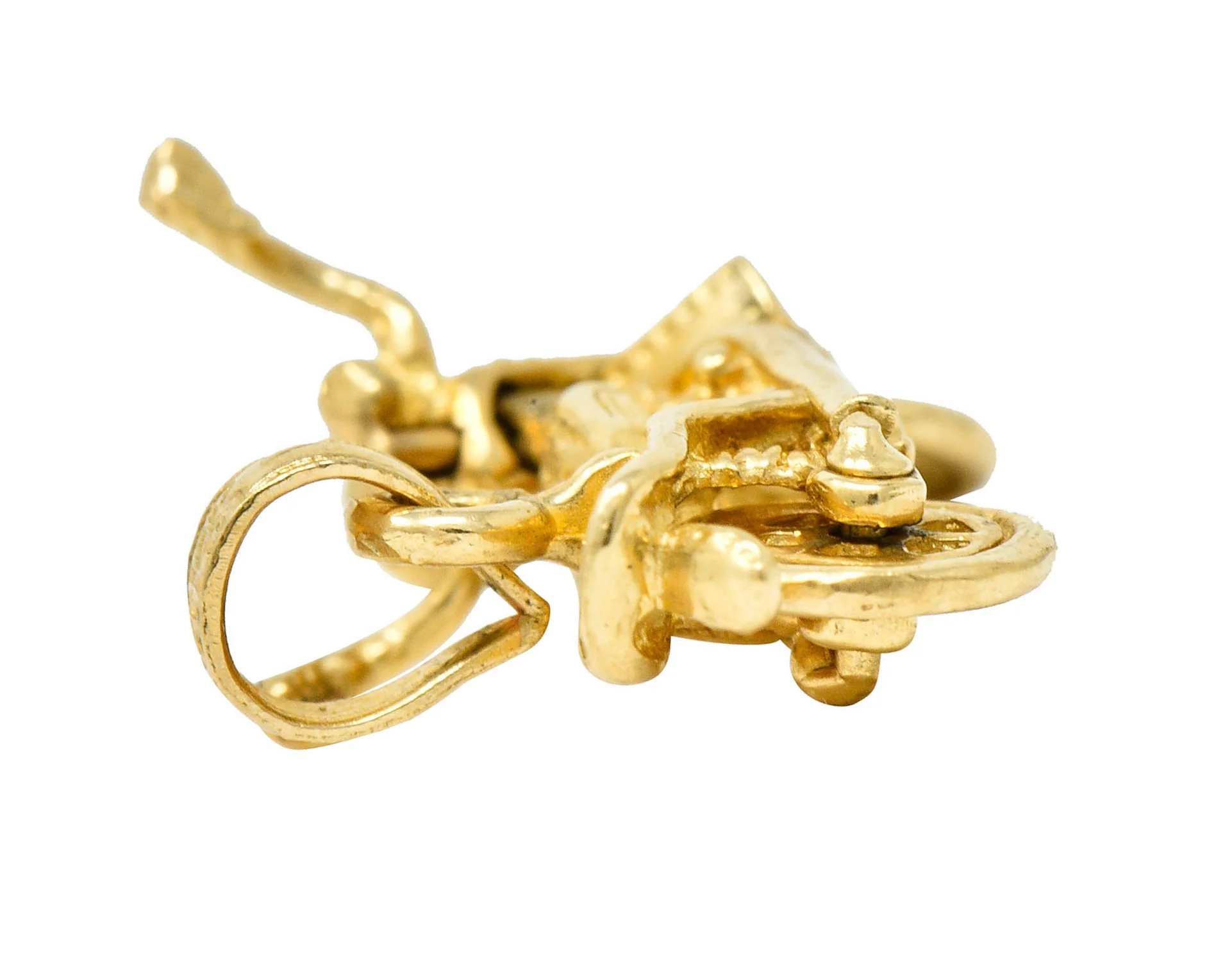 Retro 14 Karat Gold Articulated Motorcycle Charm - Image 4