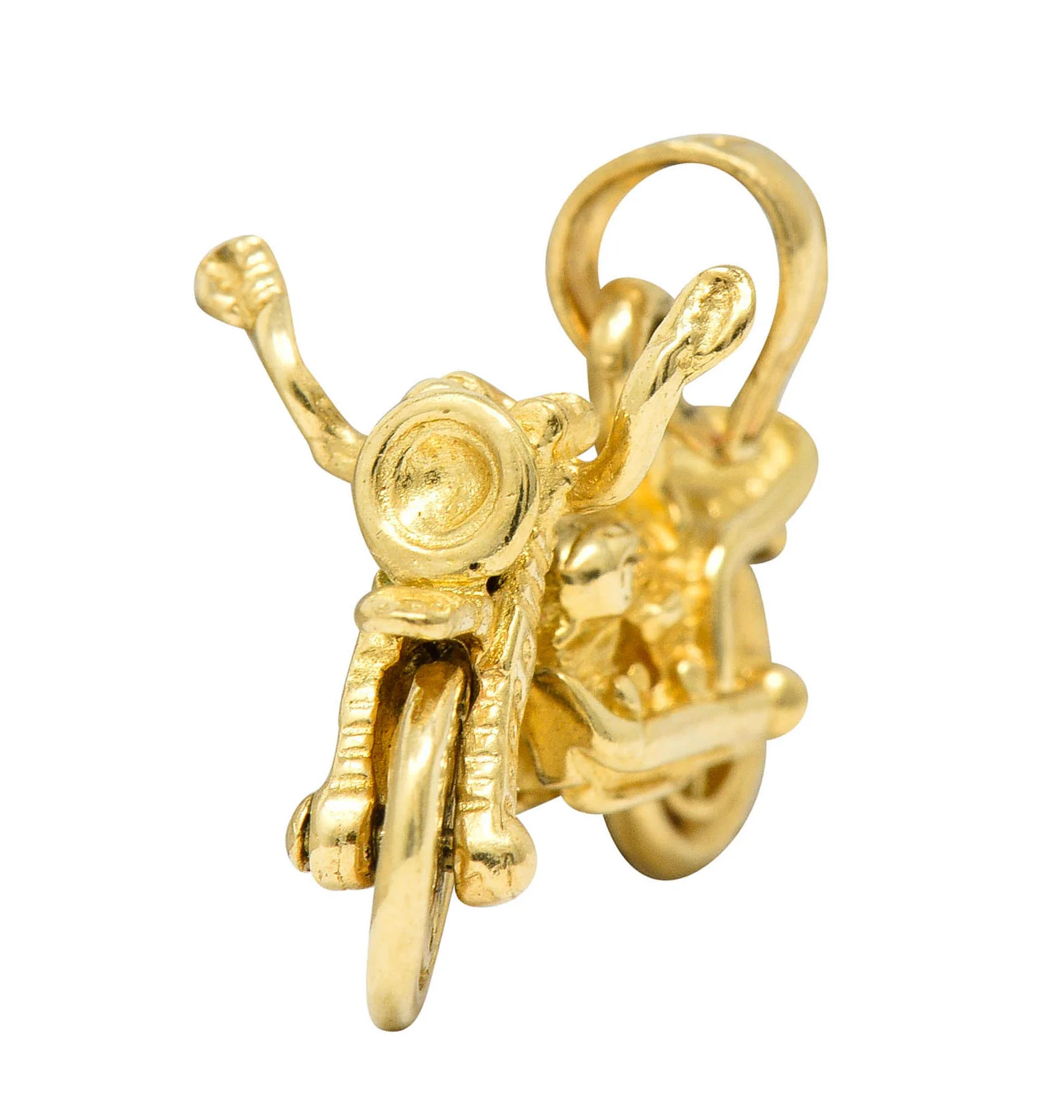 Retro 14 Karat Gold Articulated Motorcycle Charm - Image 5