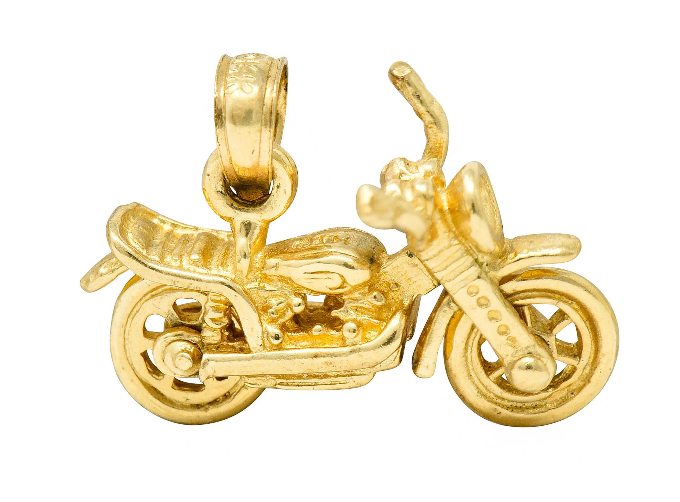Retro 14 Karat Gold Articulated Motorcycle Charm - Image 6