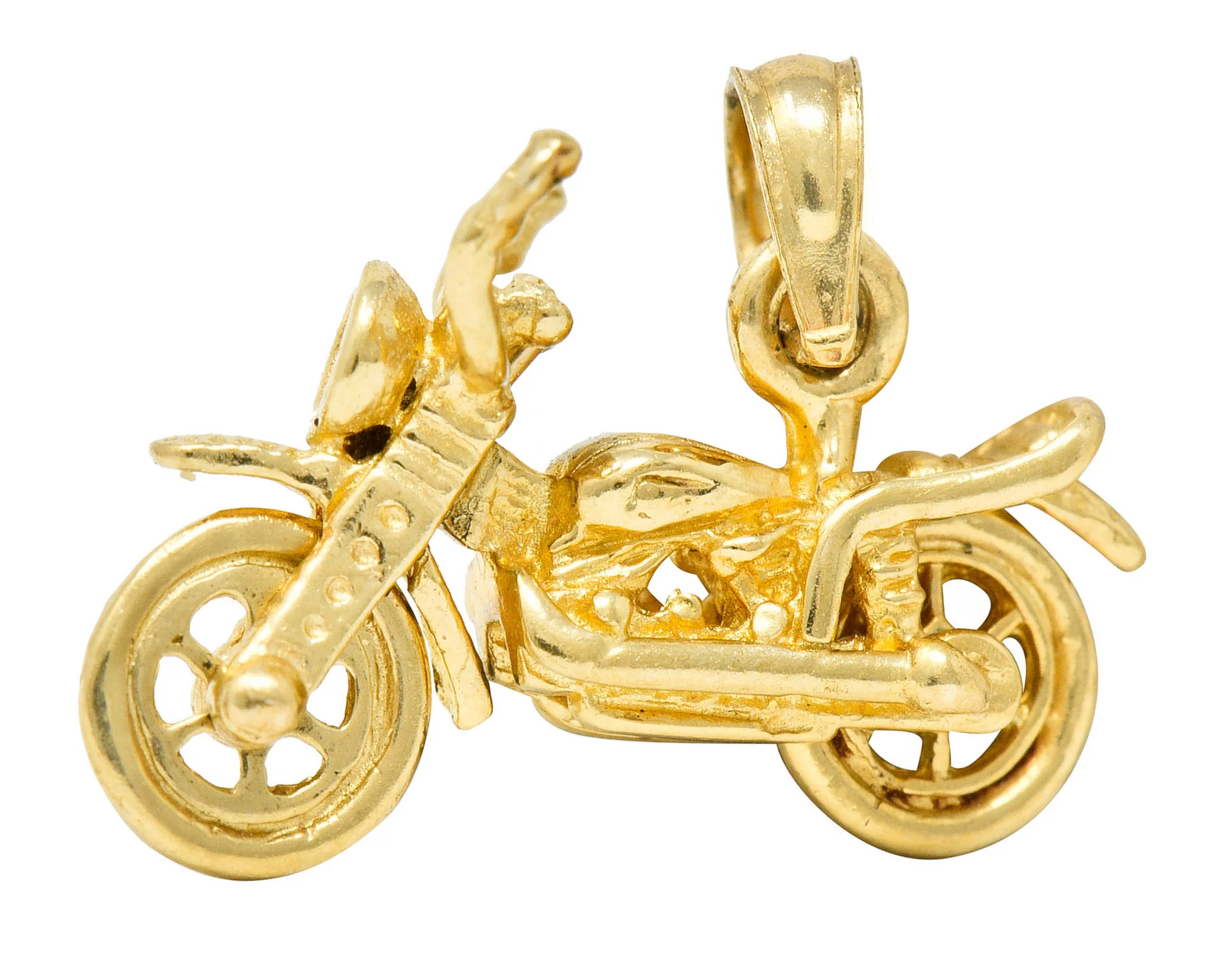 Retro 14 Karat Gold Articulated Motorcycle Charm - Image 8