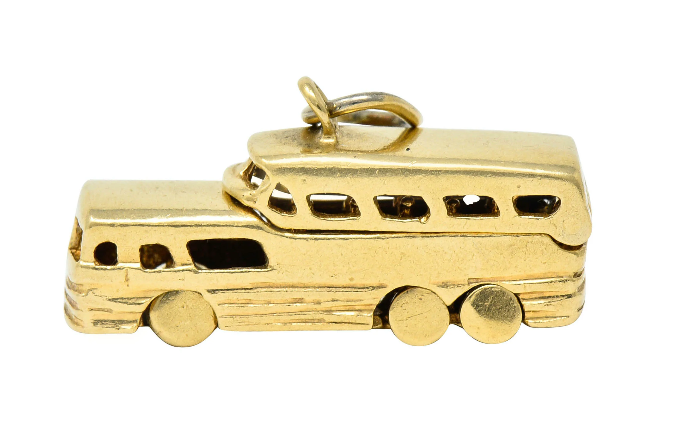 Retro 14 Karat Gold Articulated Scenicruiser Greyhound Bus Charm - Image 3