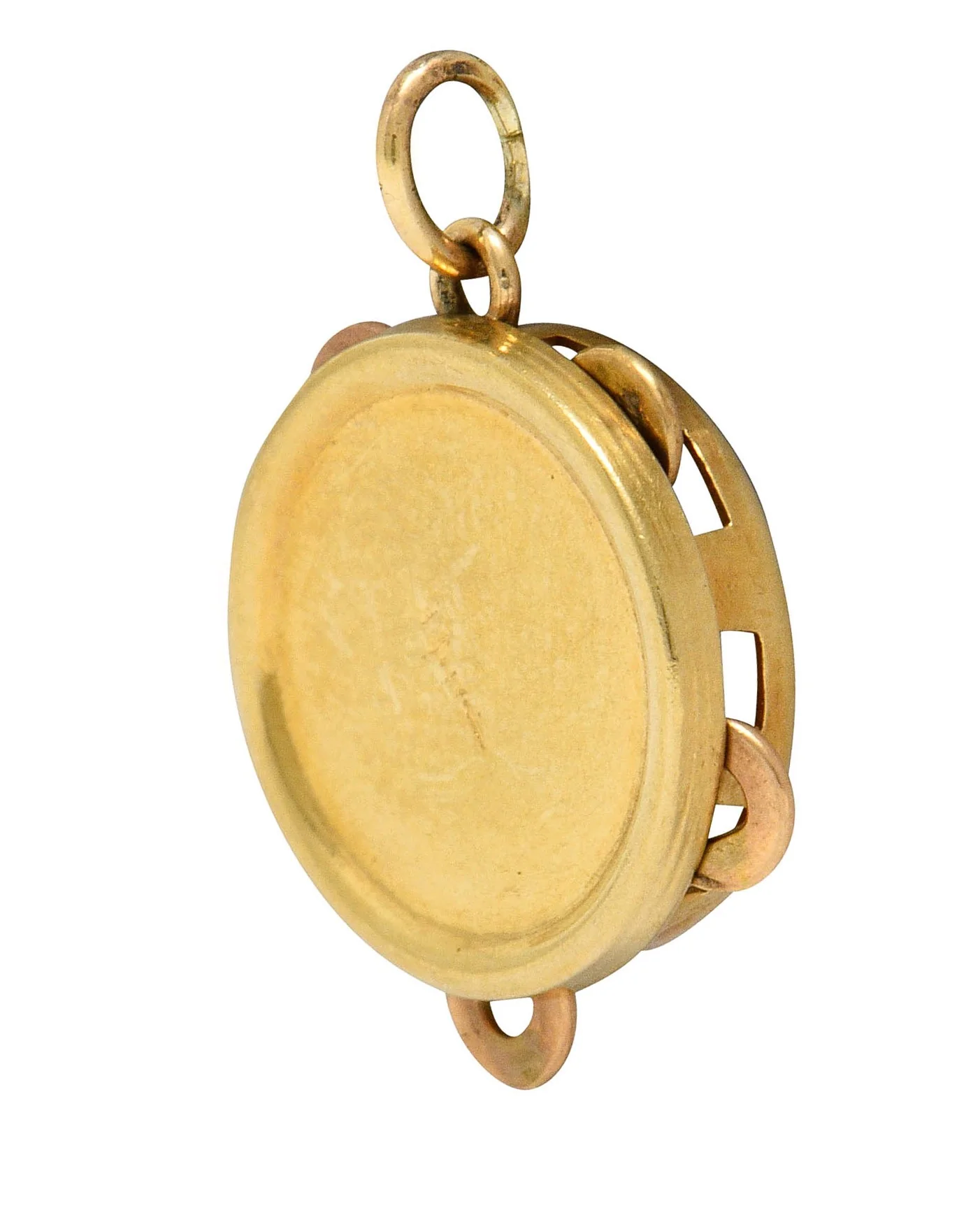 Retro 14 Karat Gold Articulated Tambourine Charm - Image 3