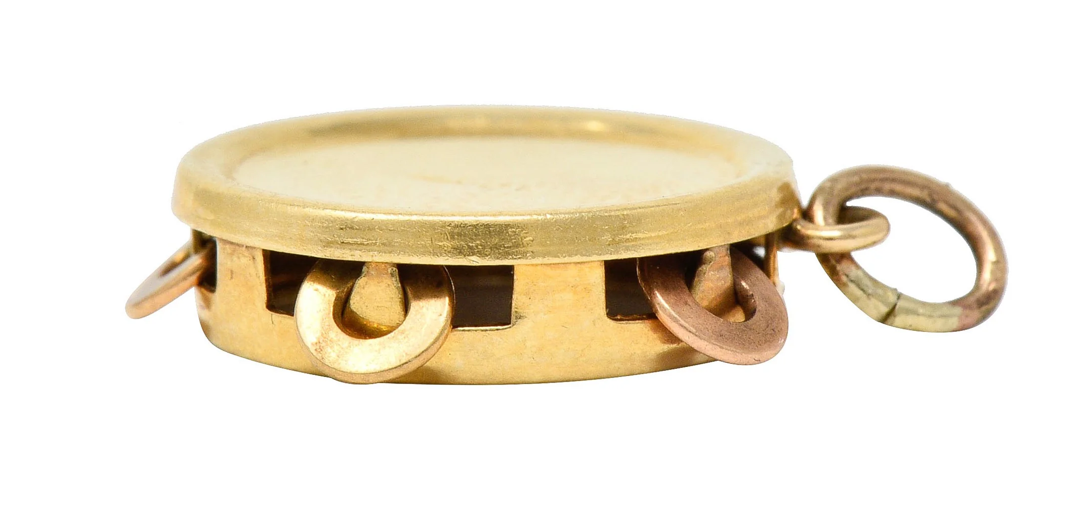 Retro 14 Karat Gold Articulated Tambourine Charm - Image 5