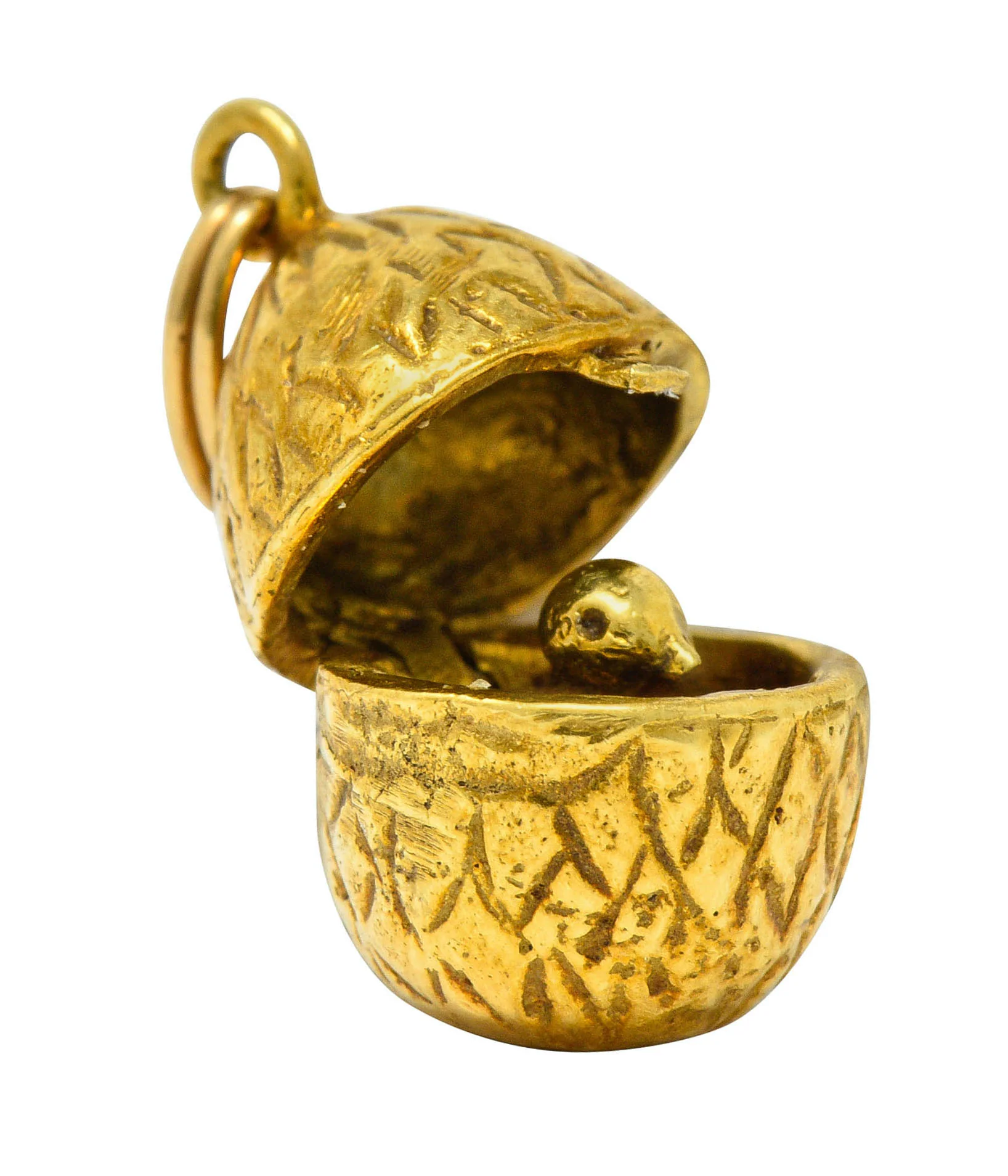 Retro 14 Karat Gold Chick In Egg Charm - Image 3