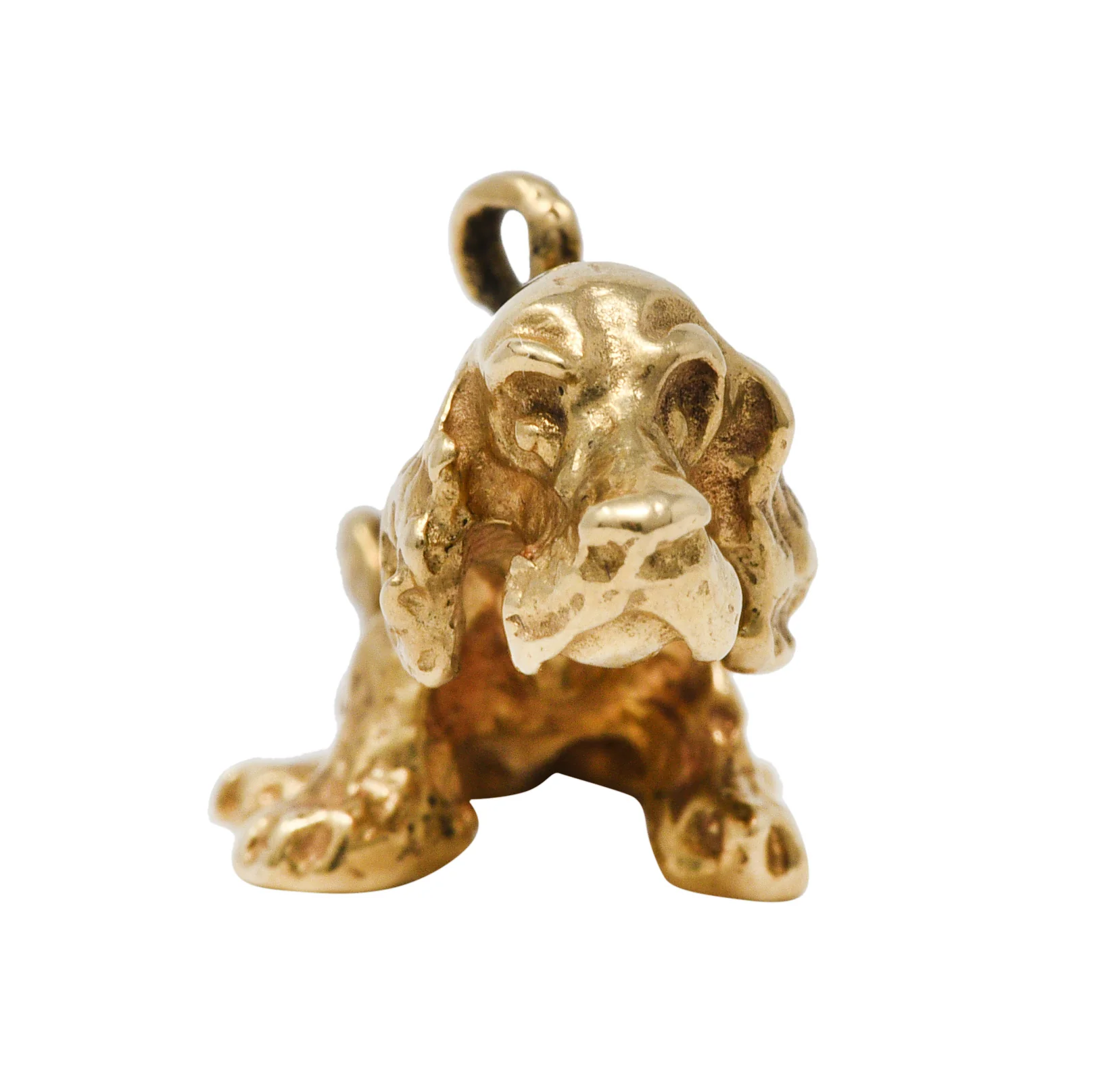 Retro 14 Karat Gold Cocker Spaniel Dog Bobble Head Charm - Image 2