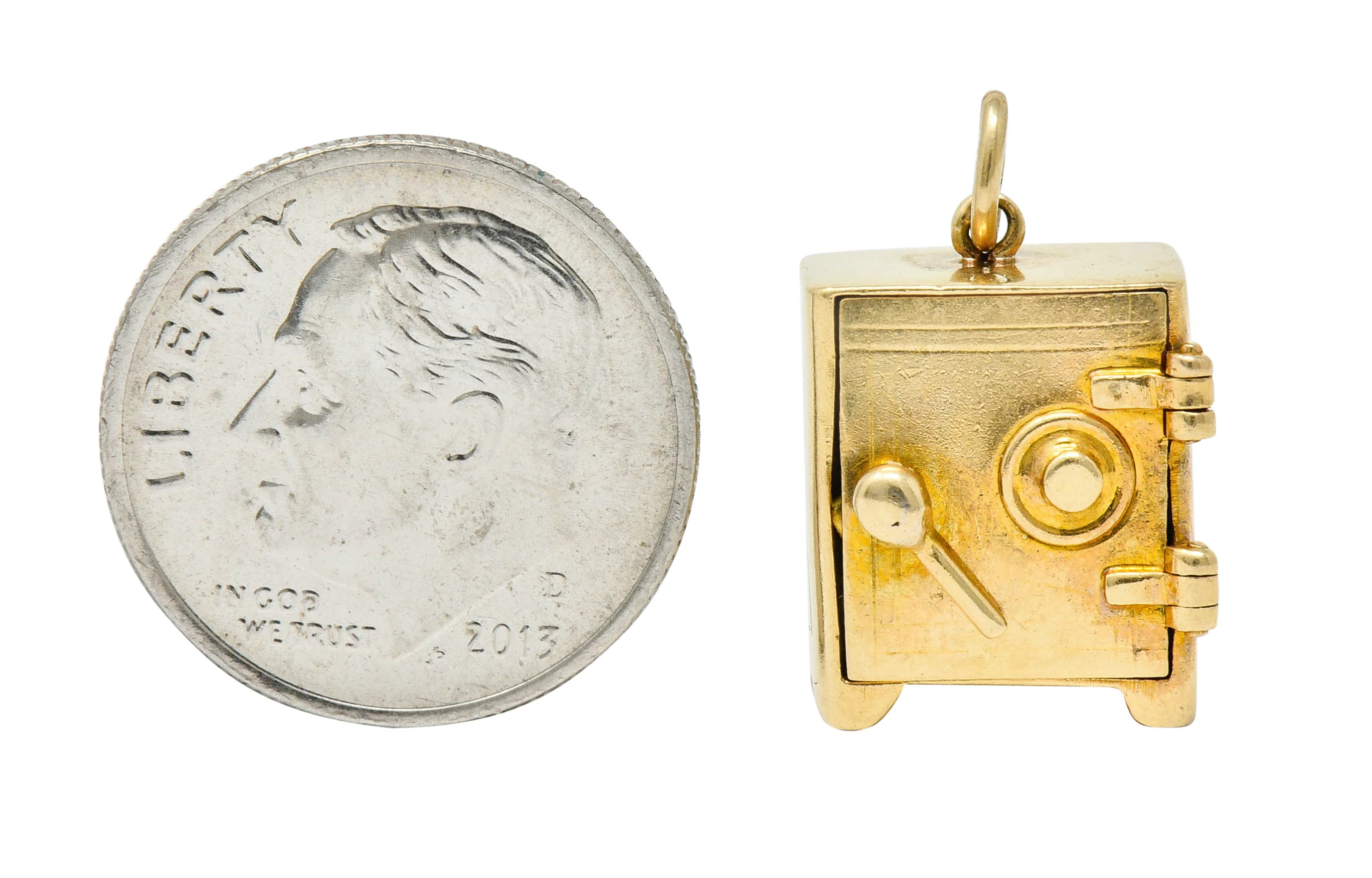 Retro 14 Karat Gold Functional Safe Charm Circa 1940 - Image 11