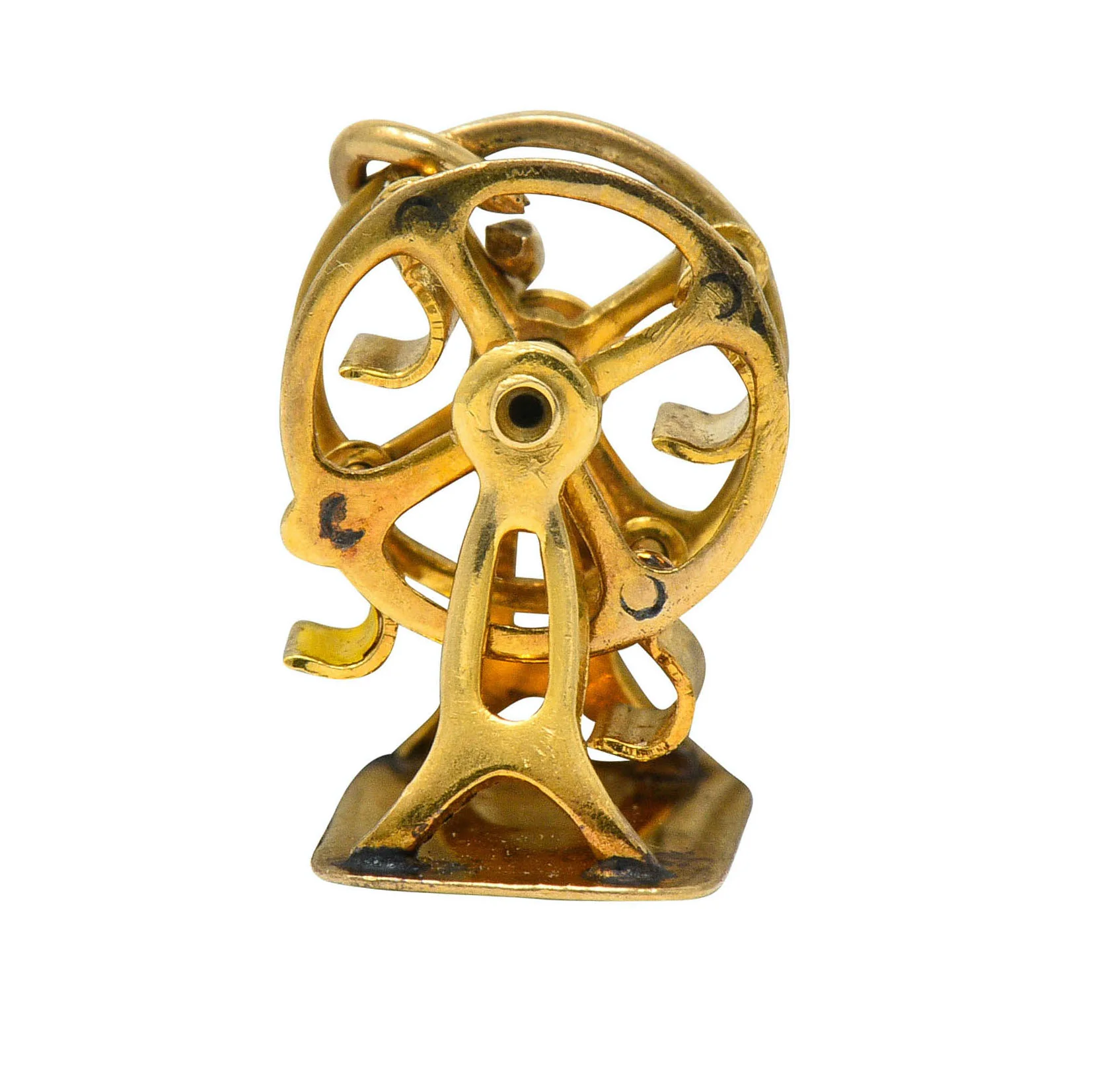 Retro 14 Karat Gold Rotating Ferris Wheel Charm Circa 1950 - Image 9