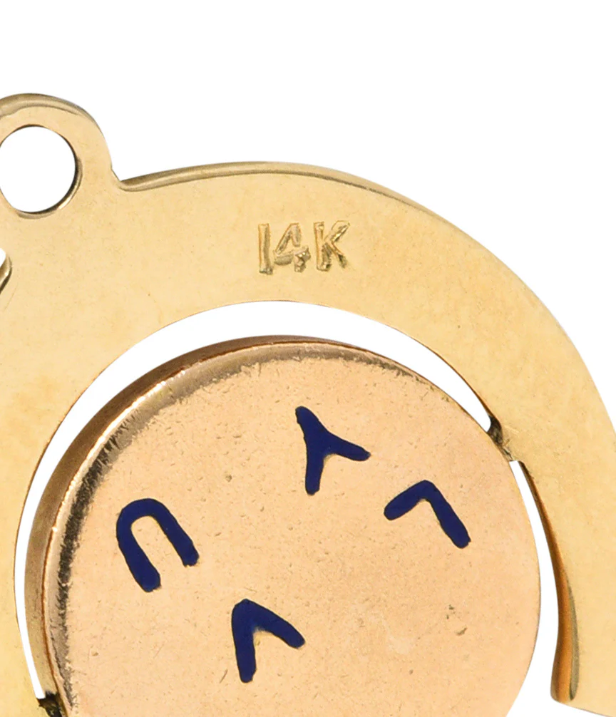 Retro 14 Karat Gold Thaumatrope I Love You Charm - Image 6