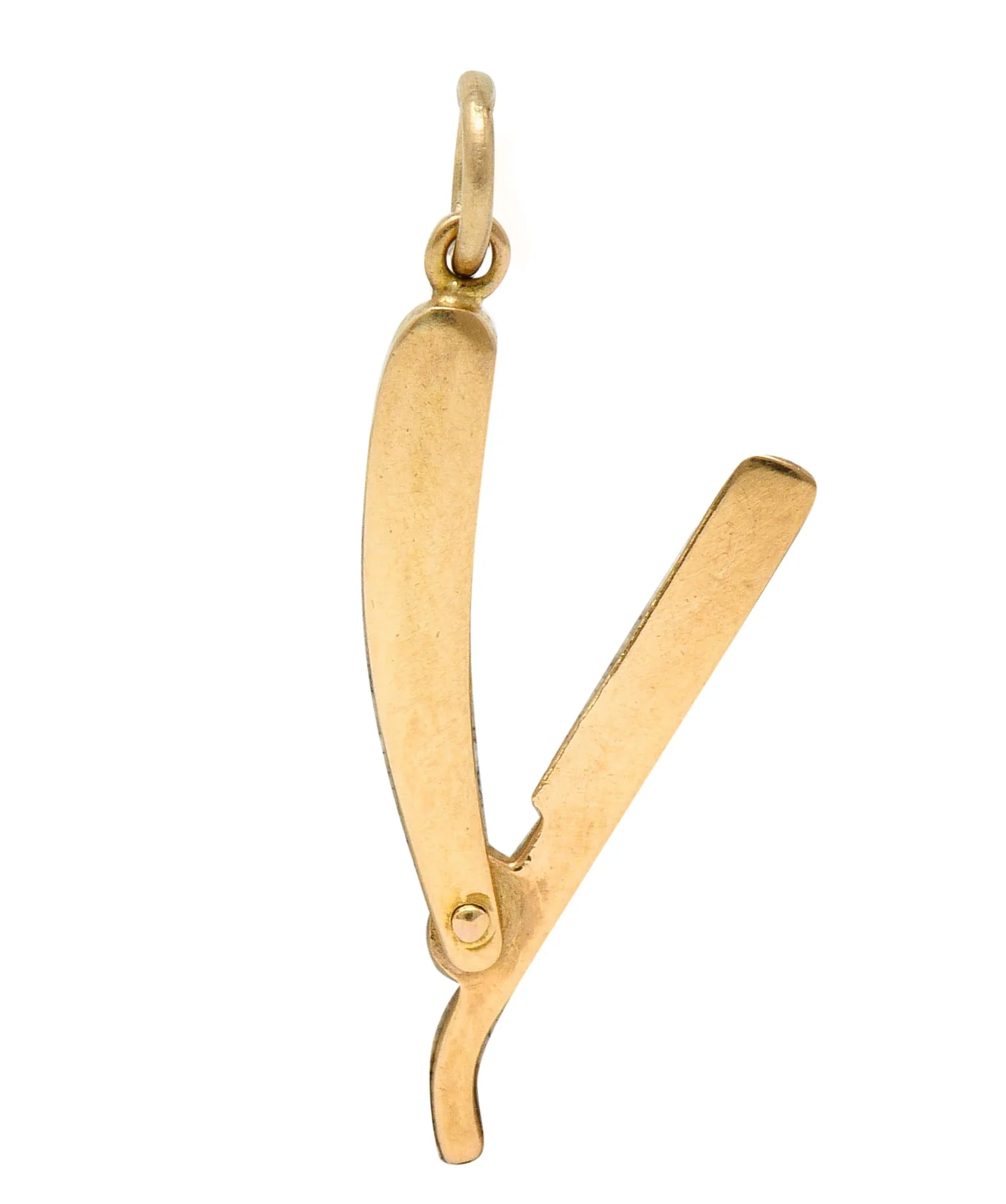 Retro 14 Karat Rose Gold Straight Razor Charm - Image 4