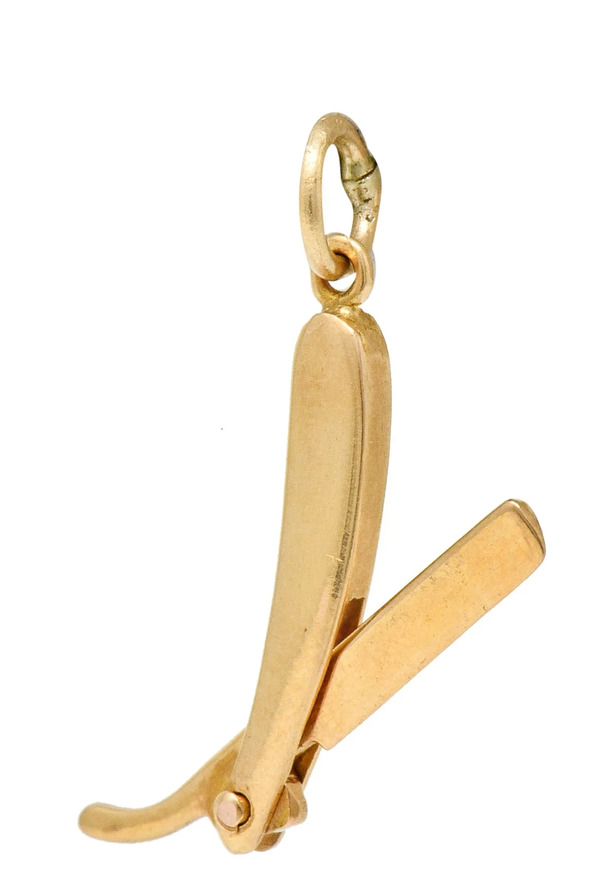 Retro 14 Karat Rose Gold Straight Razor Charm - Image 5