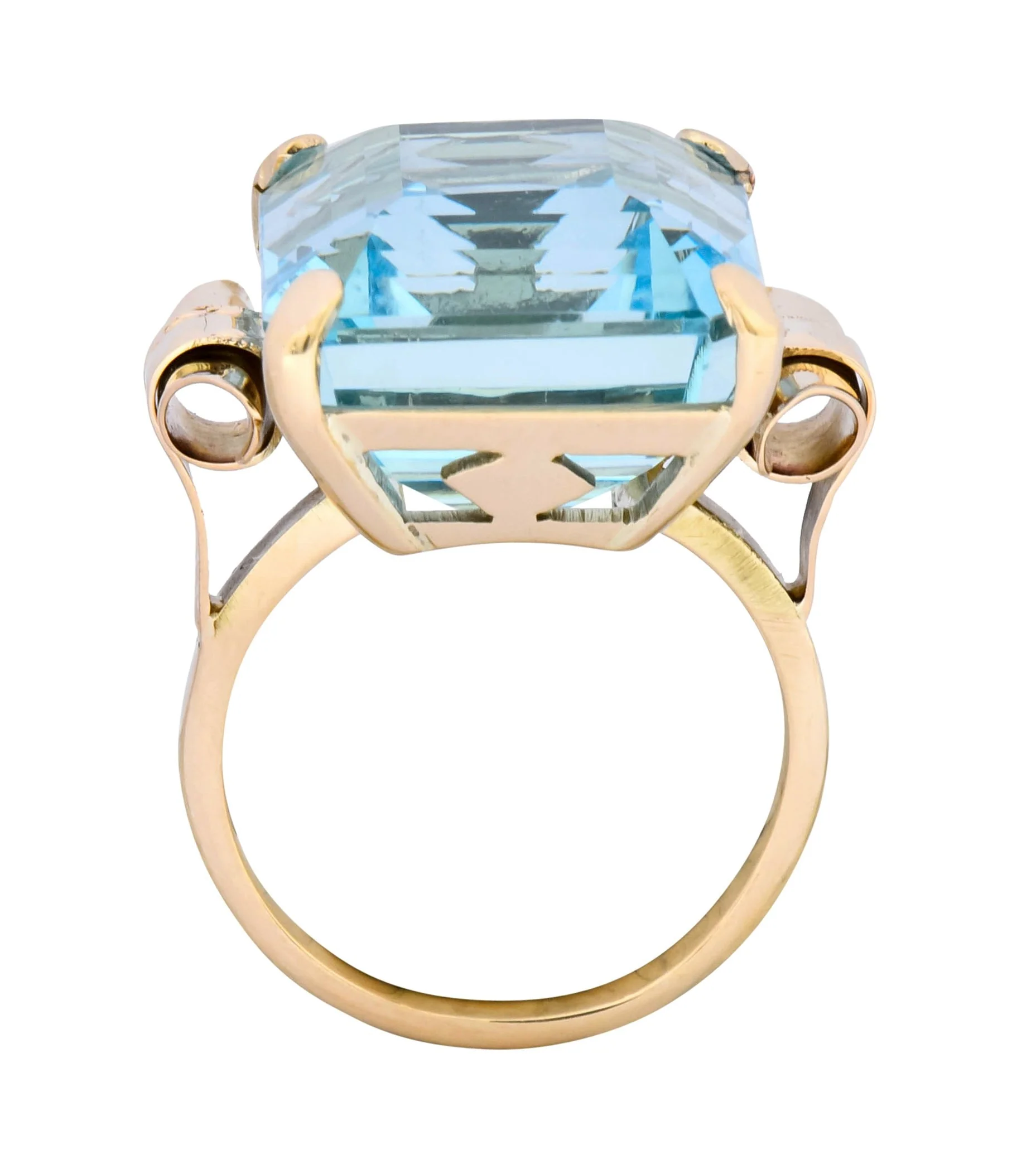 Retro 17.86 CTW Aquamarine 14 Karat Gold Cocktail Ring - Image 7