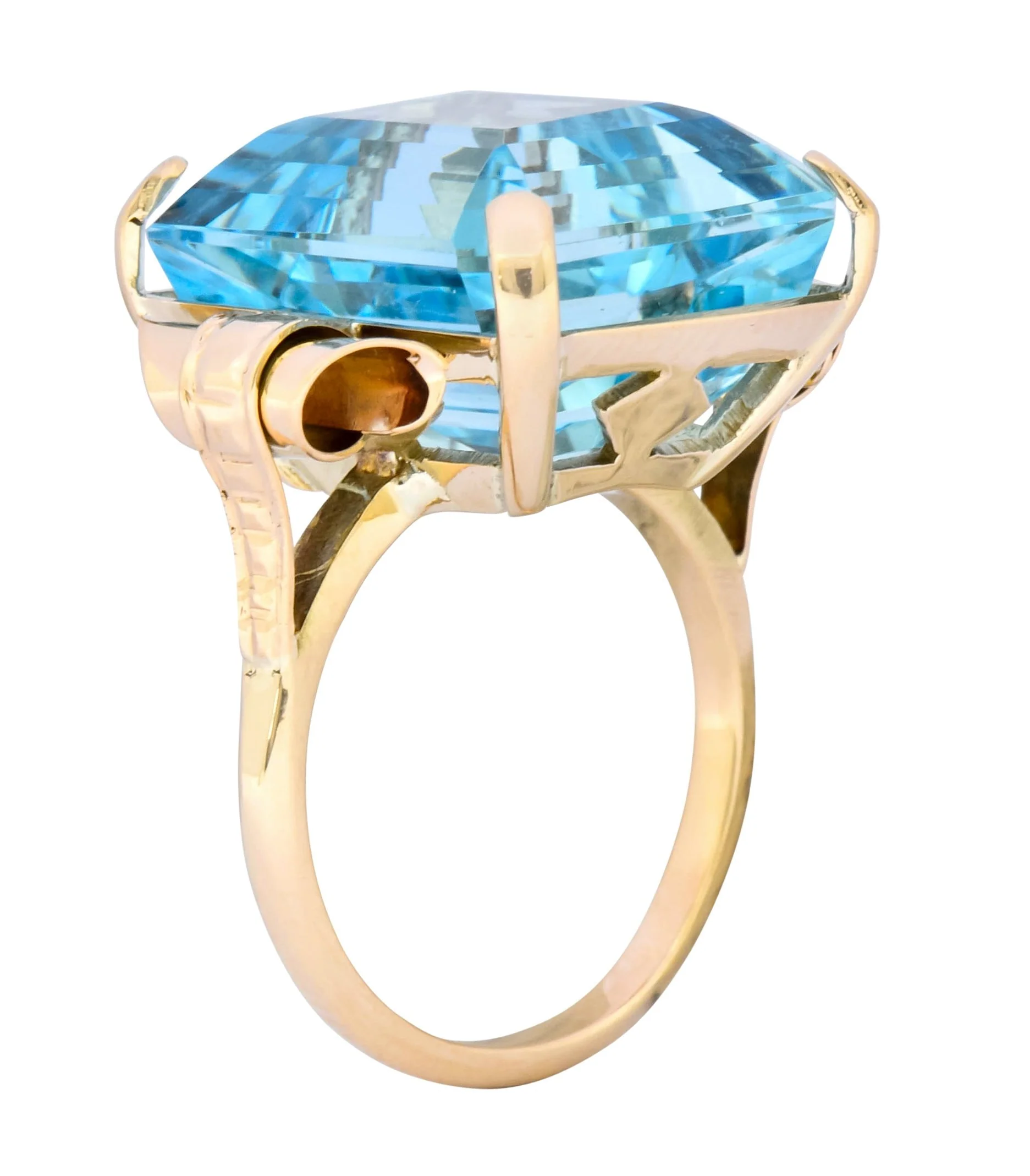 Retro 17.86 CTW Aquamarine 14 Karat Gold Cocktail Ring - Image 8