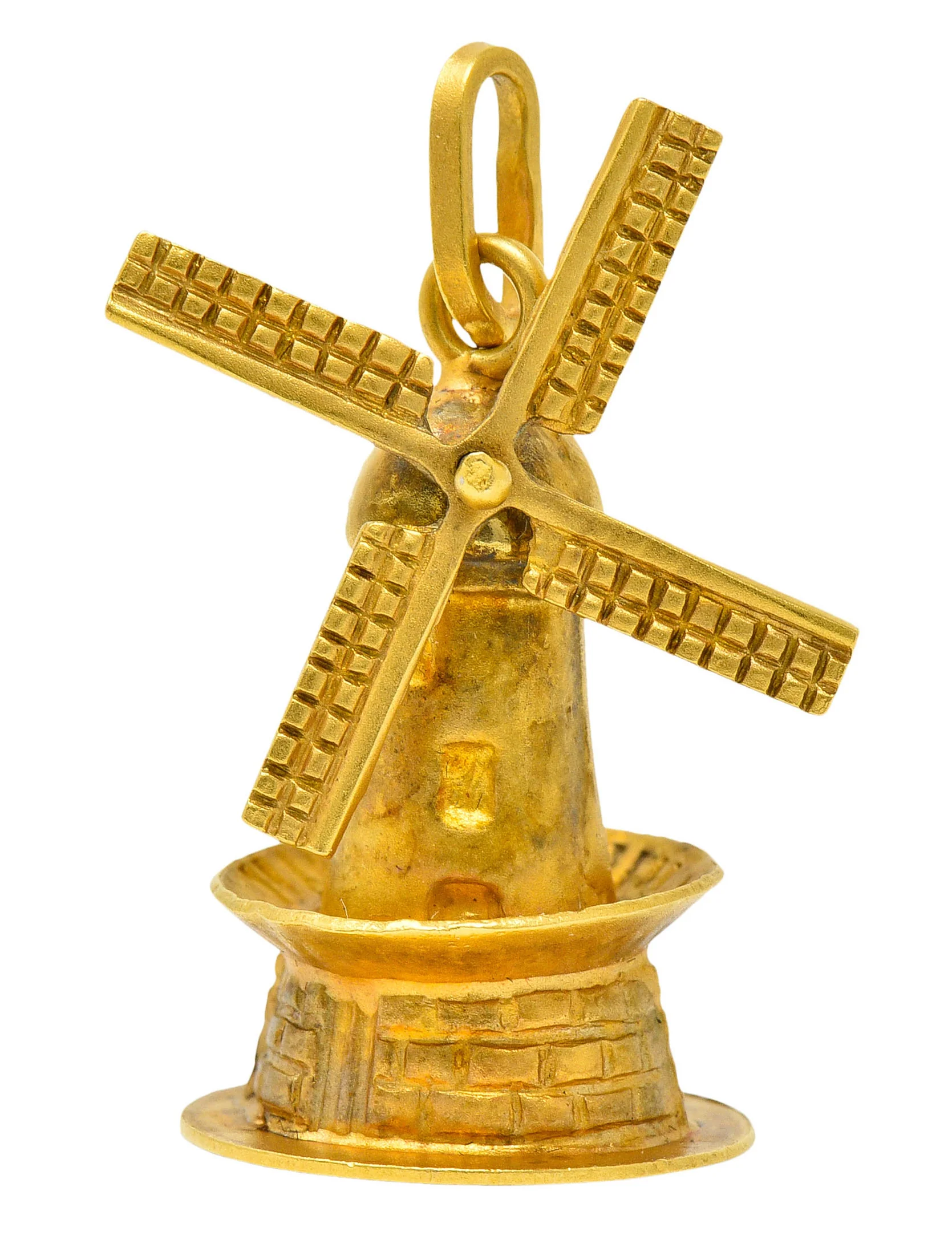 Retro 18 Karat Gold Articulated Dutch Windmill Charm