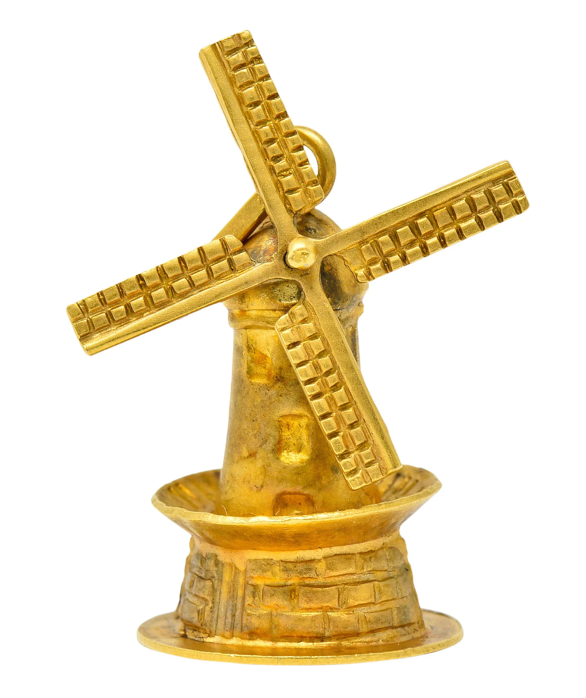 Retro 18 Karat Gold Articulated Dutch Windmill Charm - Image 10