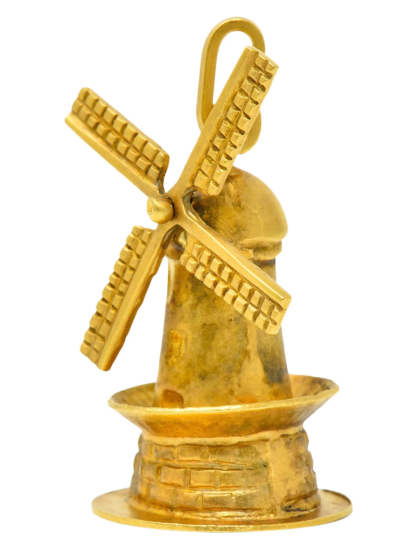 Retro 18 Karat Gold Articulated Dutch Windmill Charm - Image 3