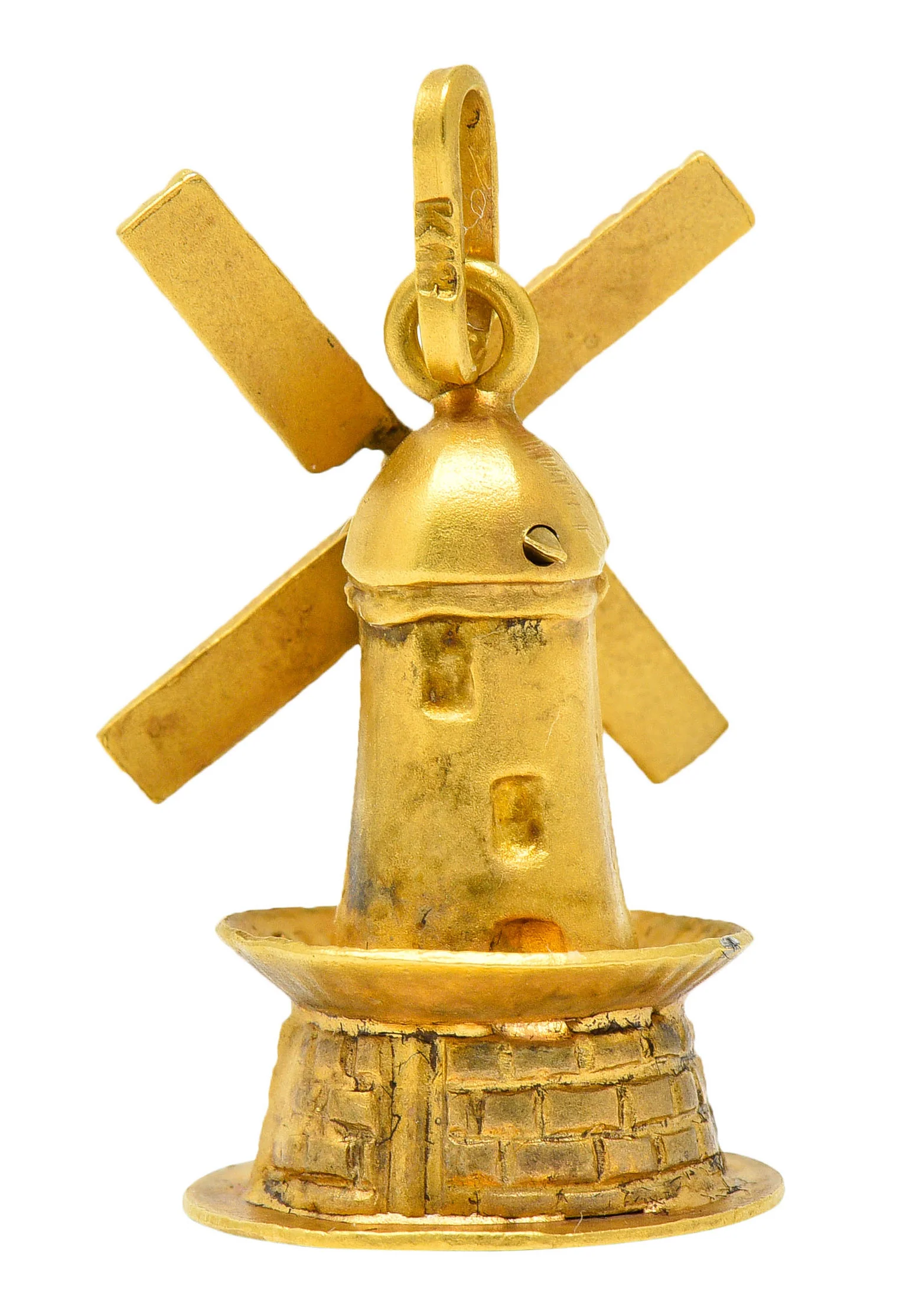 Retro 18 Karat Gold Articulated Dutch Windmill Charm - Image 5