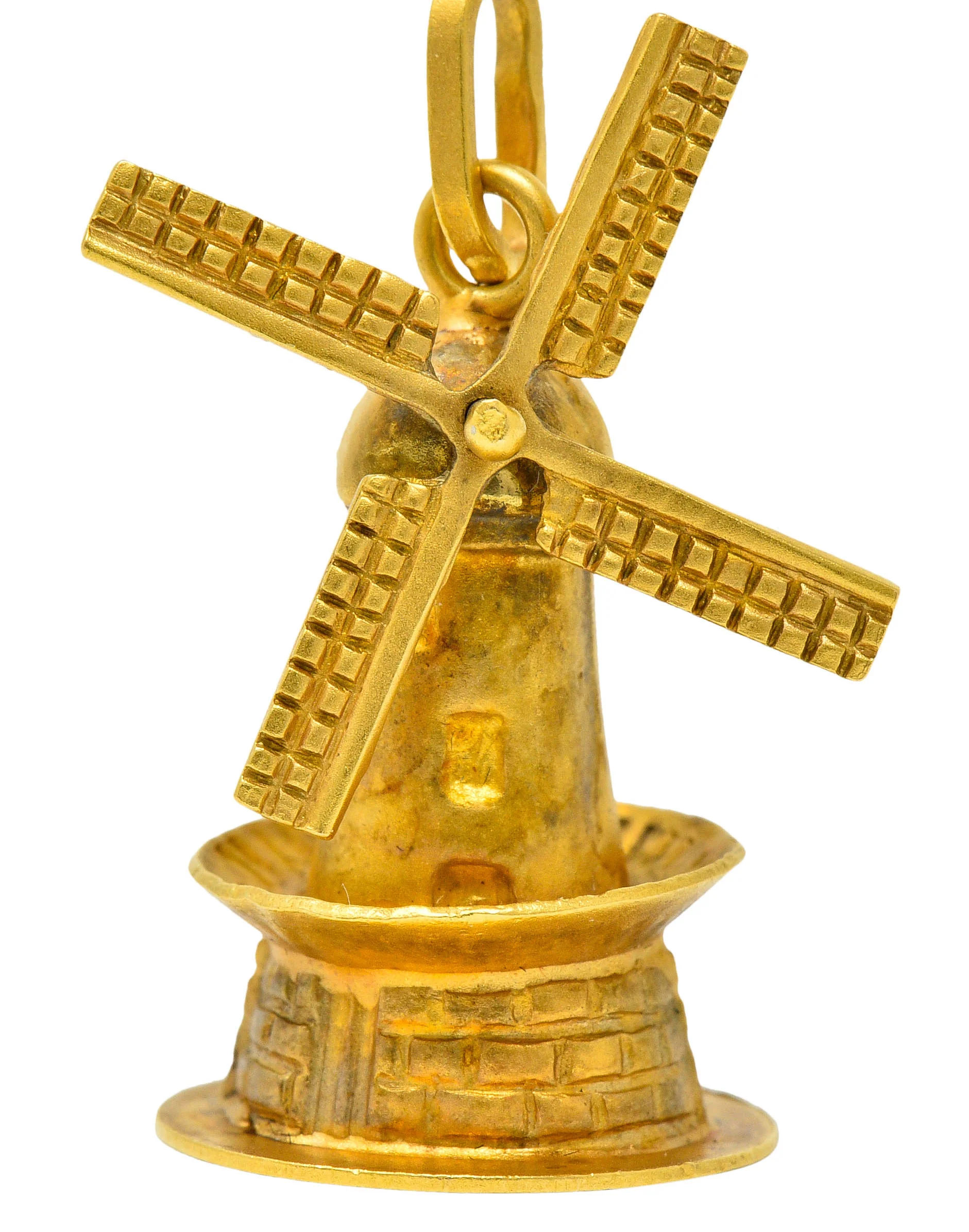Retro 18 Karat Gold Articulated Dutch Windmill Charm - Image 7