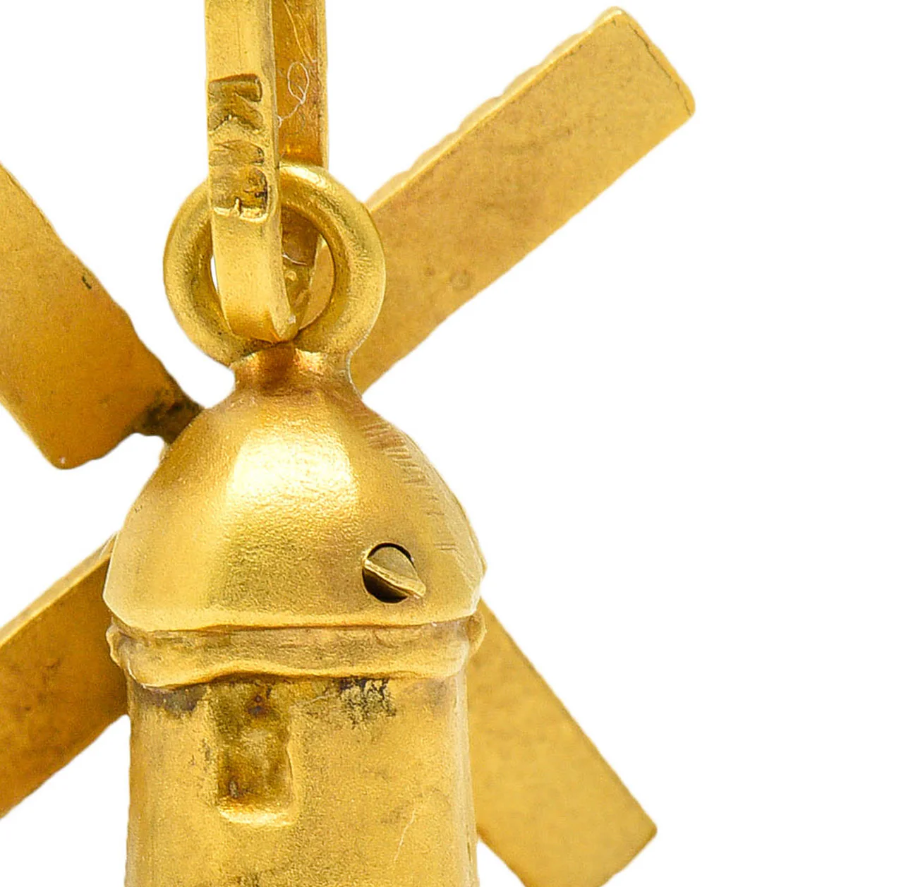 Retro 18 Karat Gold Articulated Dutch Windmill Charm - Image 8