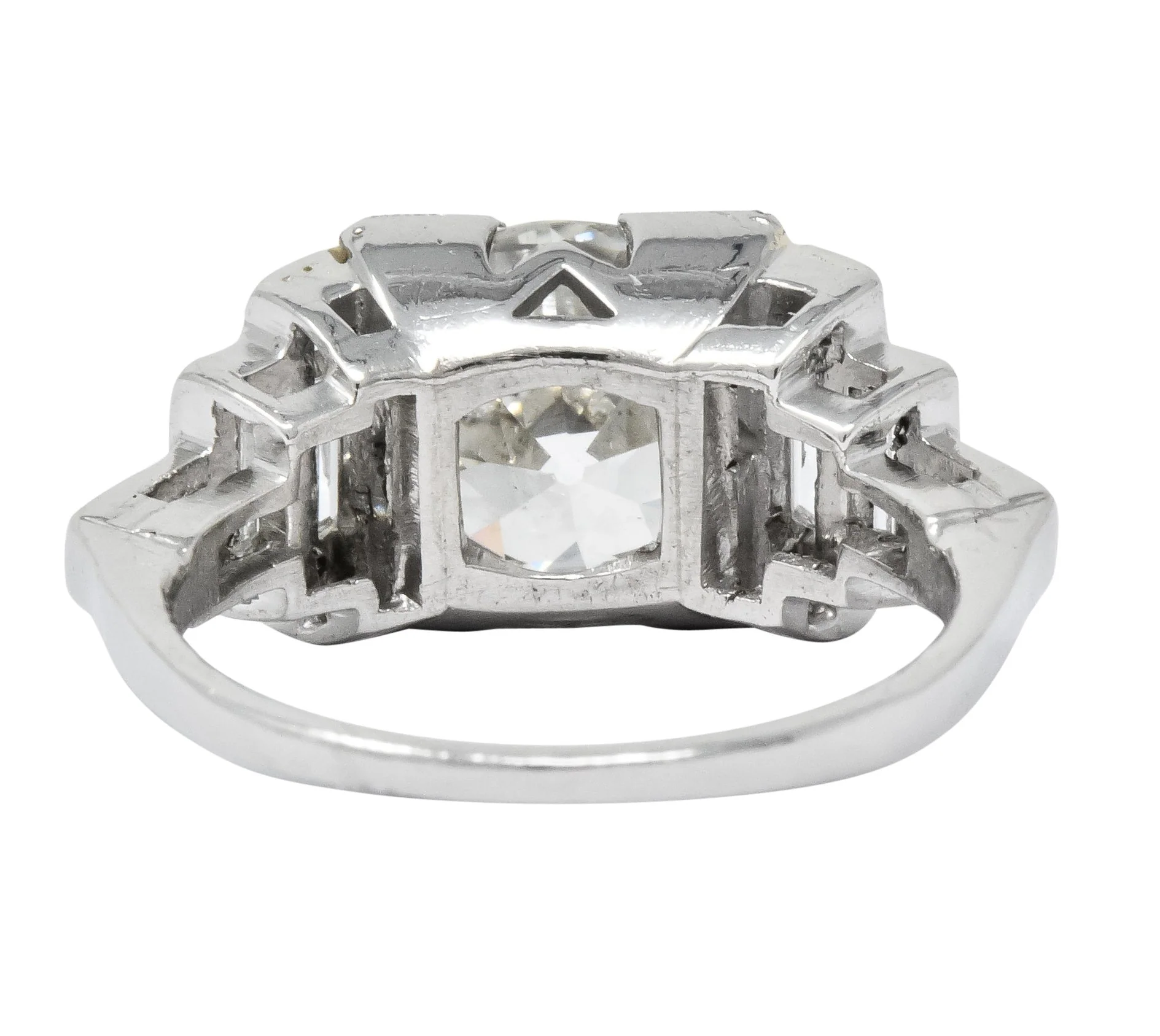 Retro 1940's 3.29 CTW Old European Diamond Platinum Engagement Ring GIA - Image 5