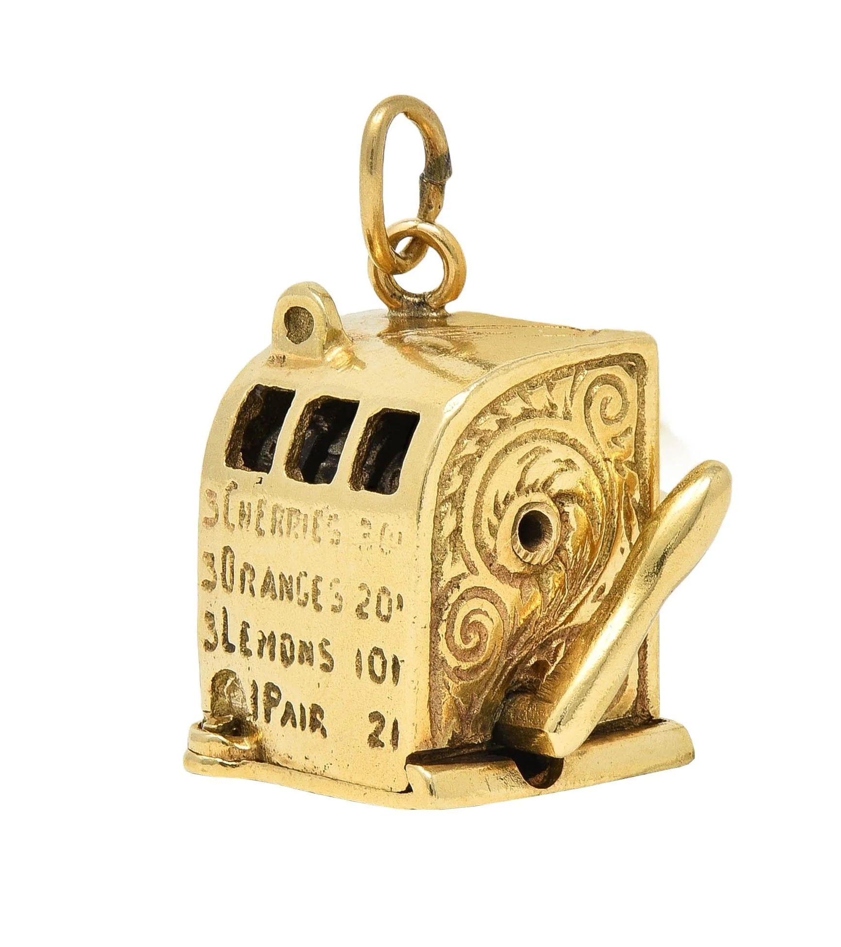 Retro 1940's Enamel 14 Karat Yellow Gold Slot Machine Vintage Charm - Image 3