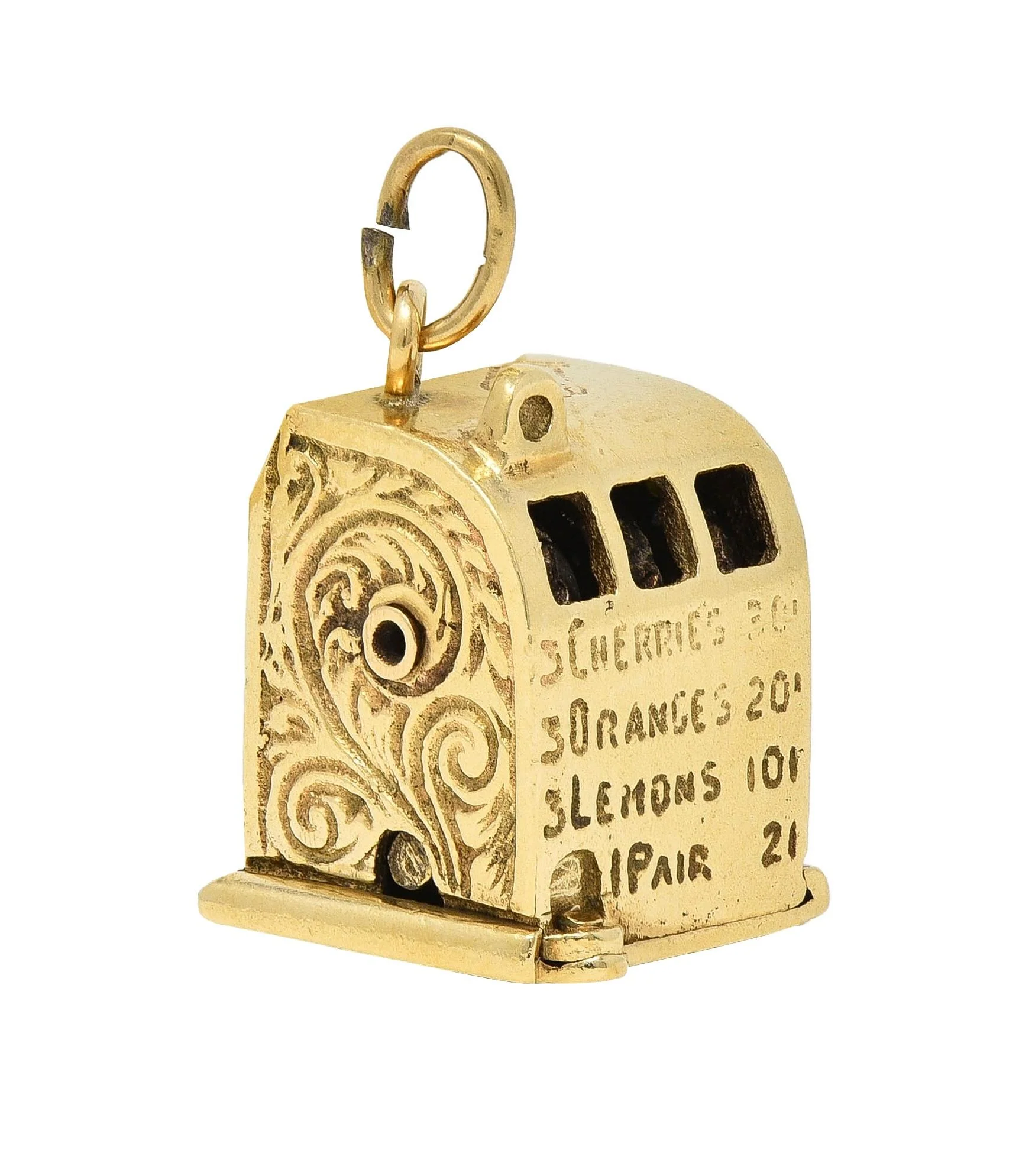 Retro 1940's Enamel 14 Karat Yellow Gold Slot Machine Vintage Charm - Image 5